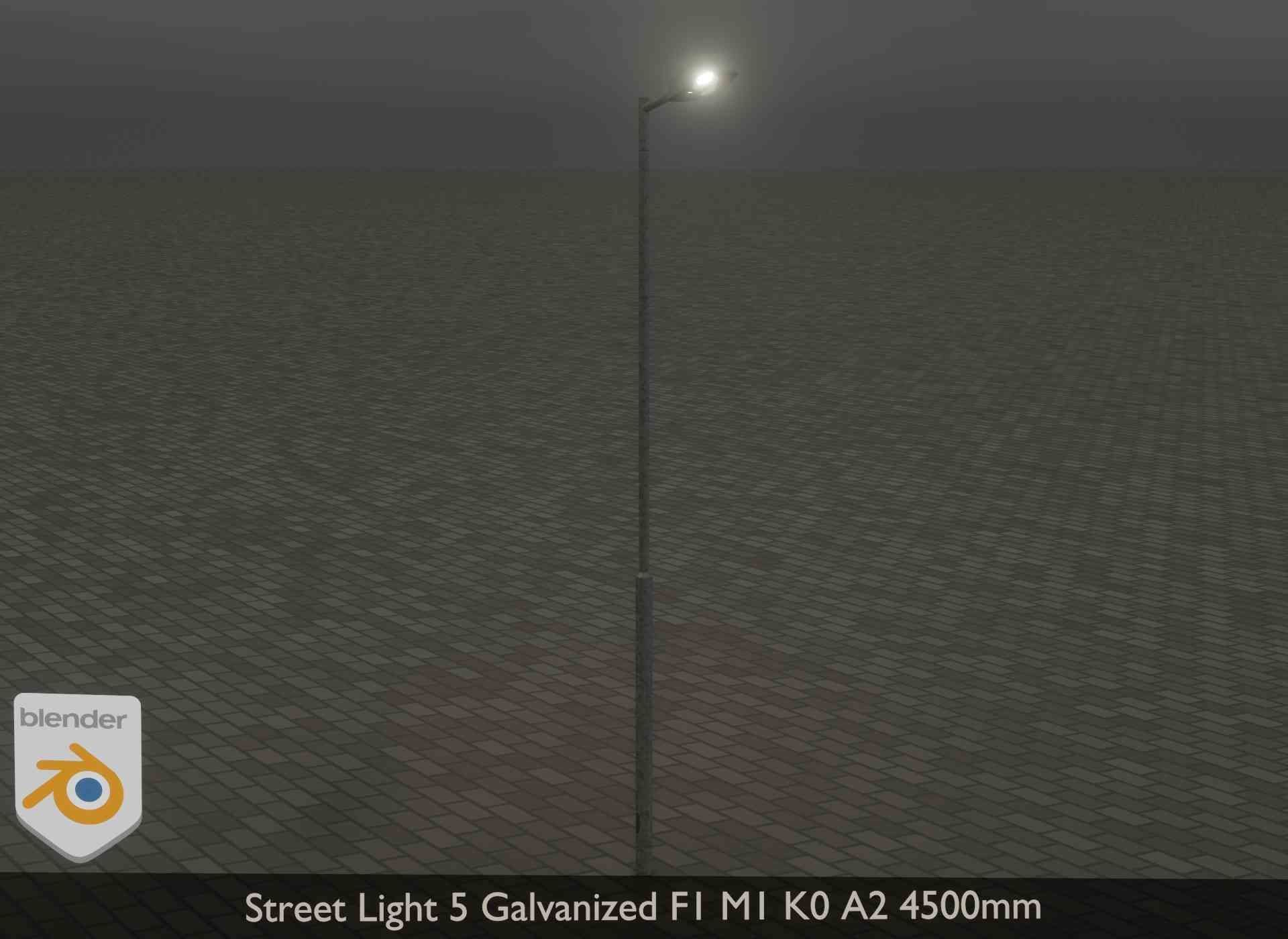 Street Light 5 Galvanized F1 M1 K0 A2 4500mm Low-poly 3D model_17