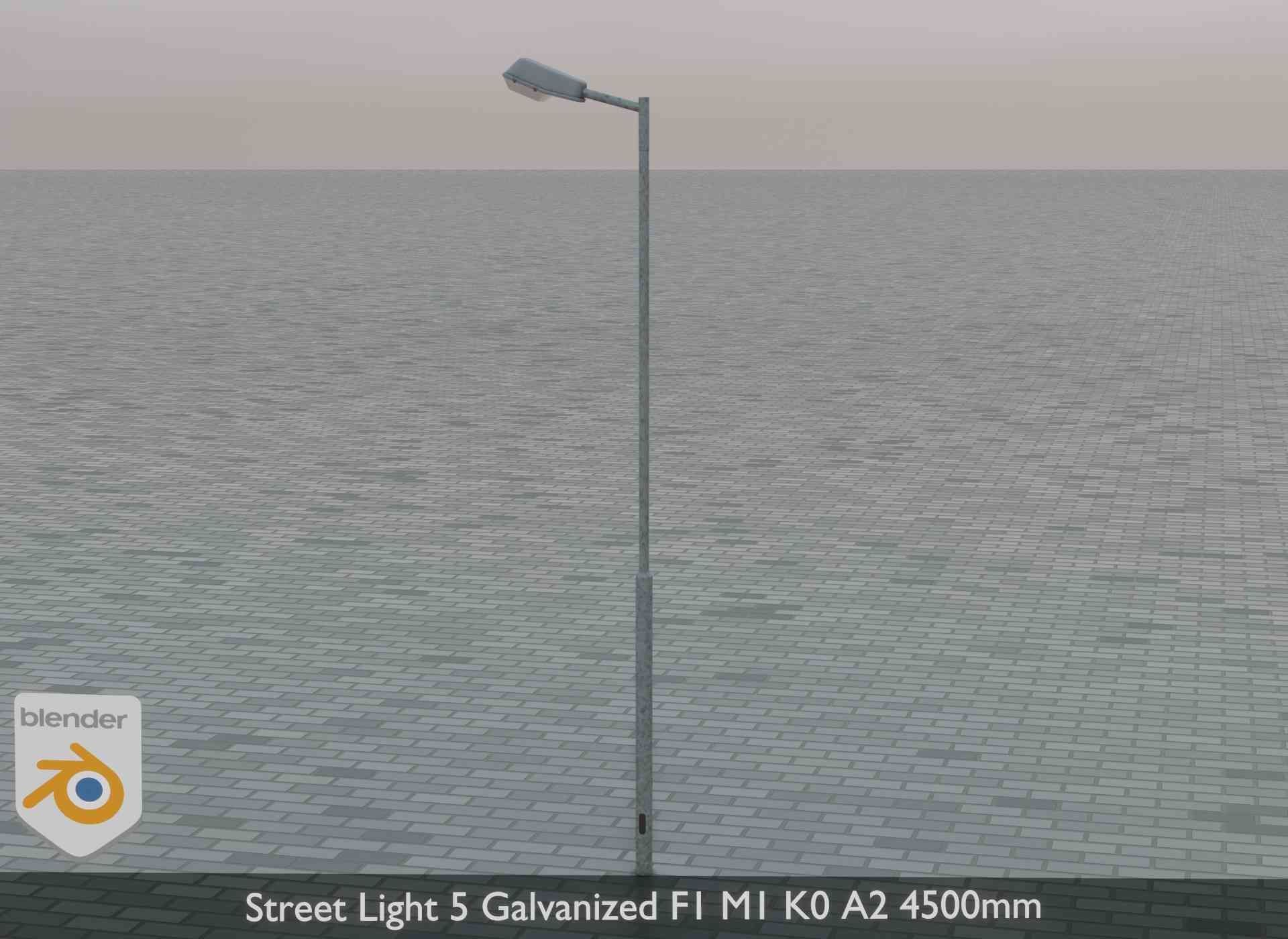 Street Light 5 Galvanized F1 M1 K0 A2 4500mm Low-poly 3D model_1