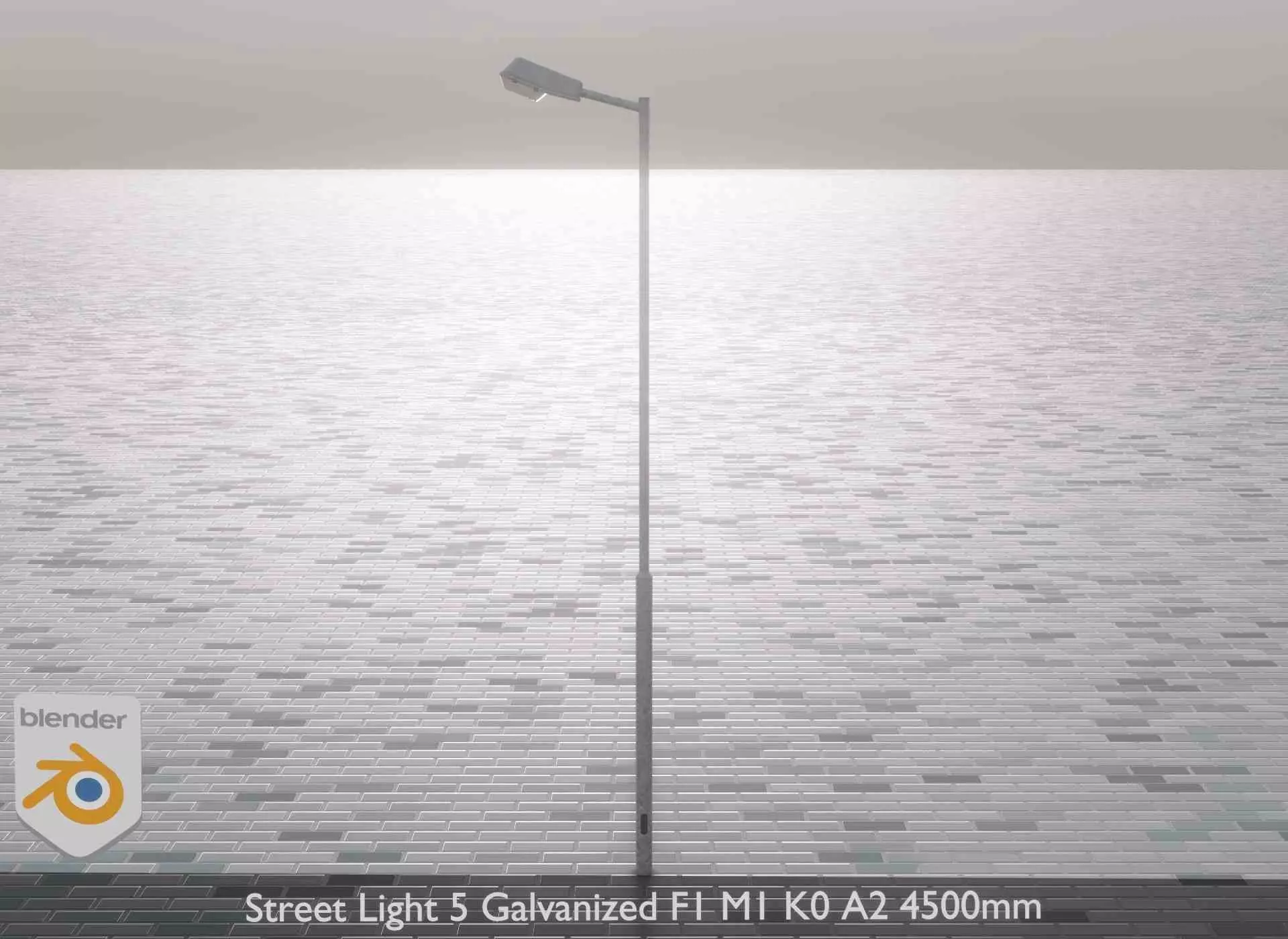 Street Light 5 Galvanized F1 M1 K0 A2 4500mm Low-poly 3D model_0
