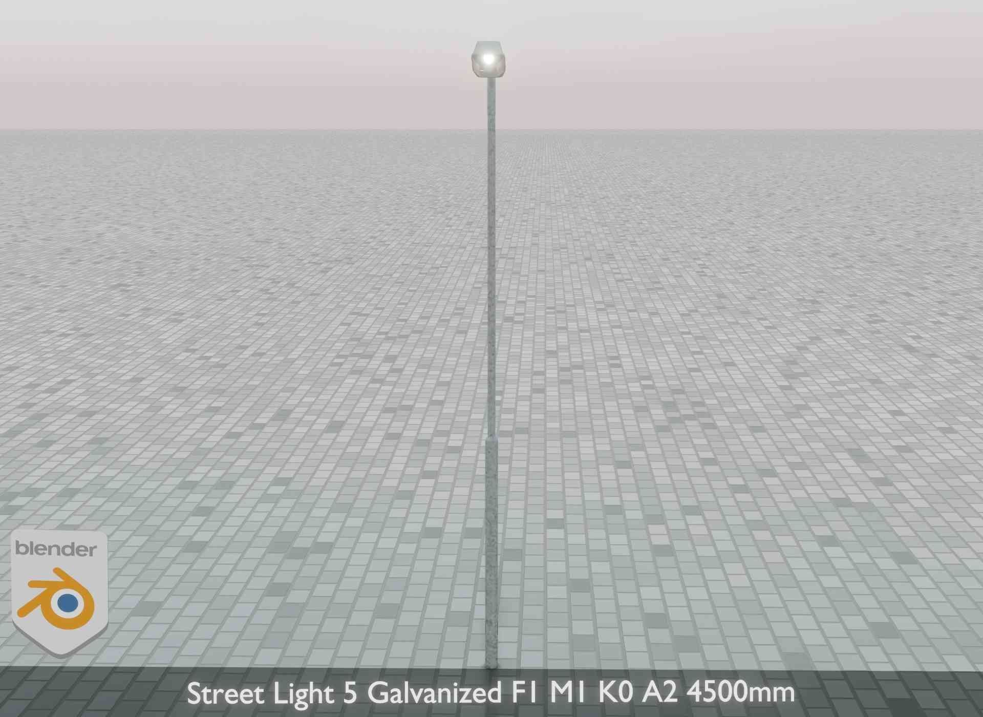 Street Light 5 Galvanized F1 M1 K0 A2 4500mm Low-poly 3D model_45