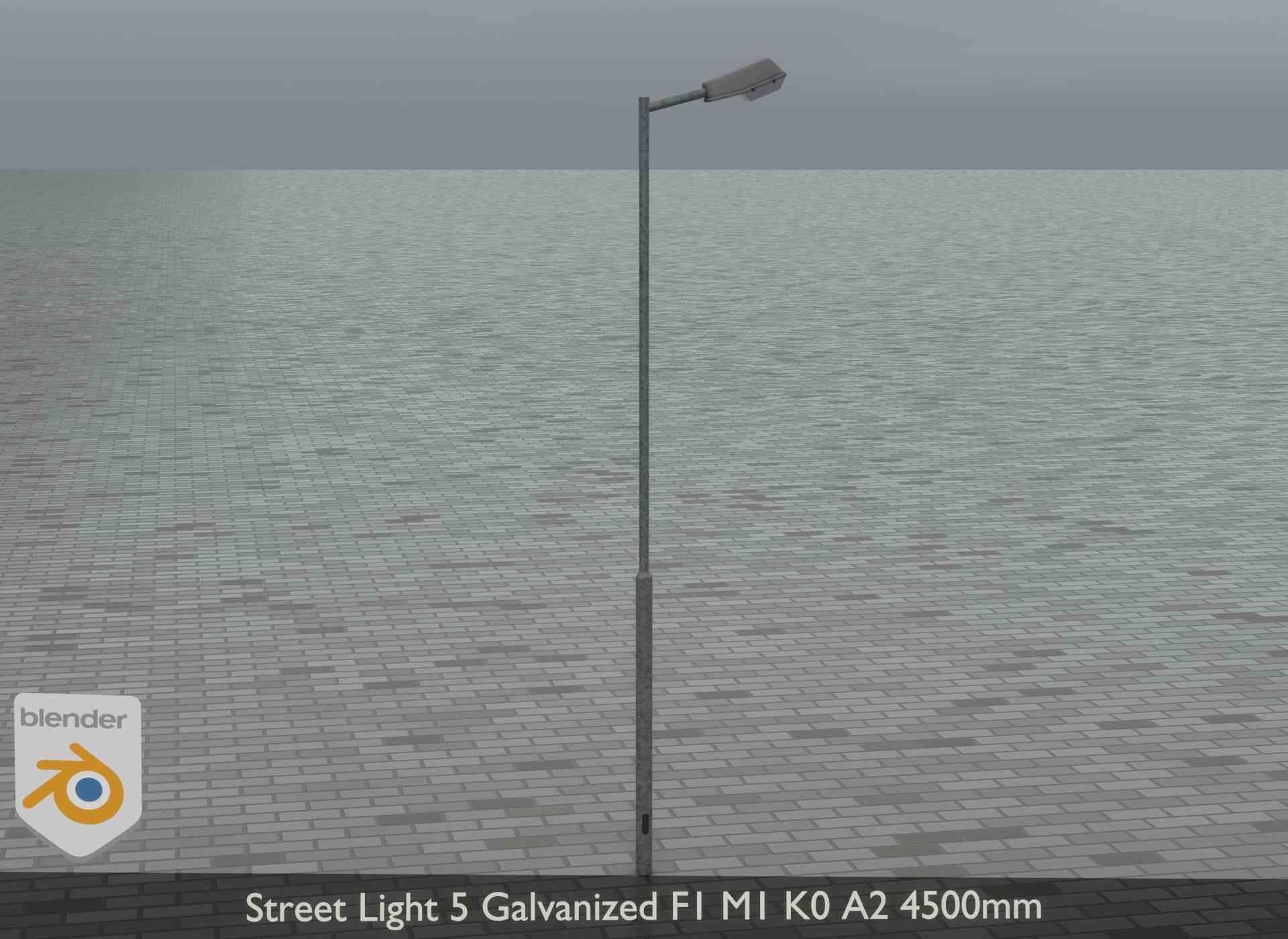 Street Light 5 Galvanized F1 M1 K0 A2 4500mm Low-poly 3D model_12