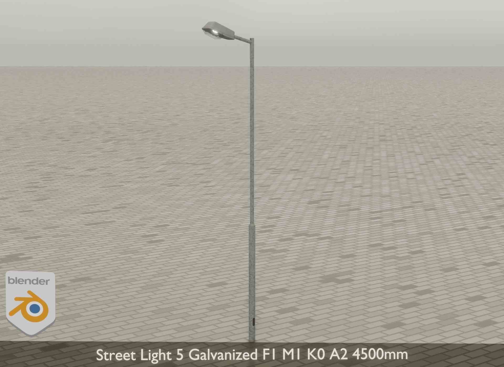 Street Light 5 Galvanized F1 M1 K0 A2 4500mm Low-poly 3D model_23
