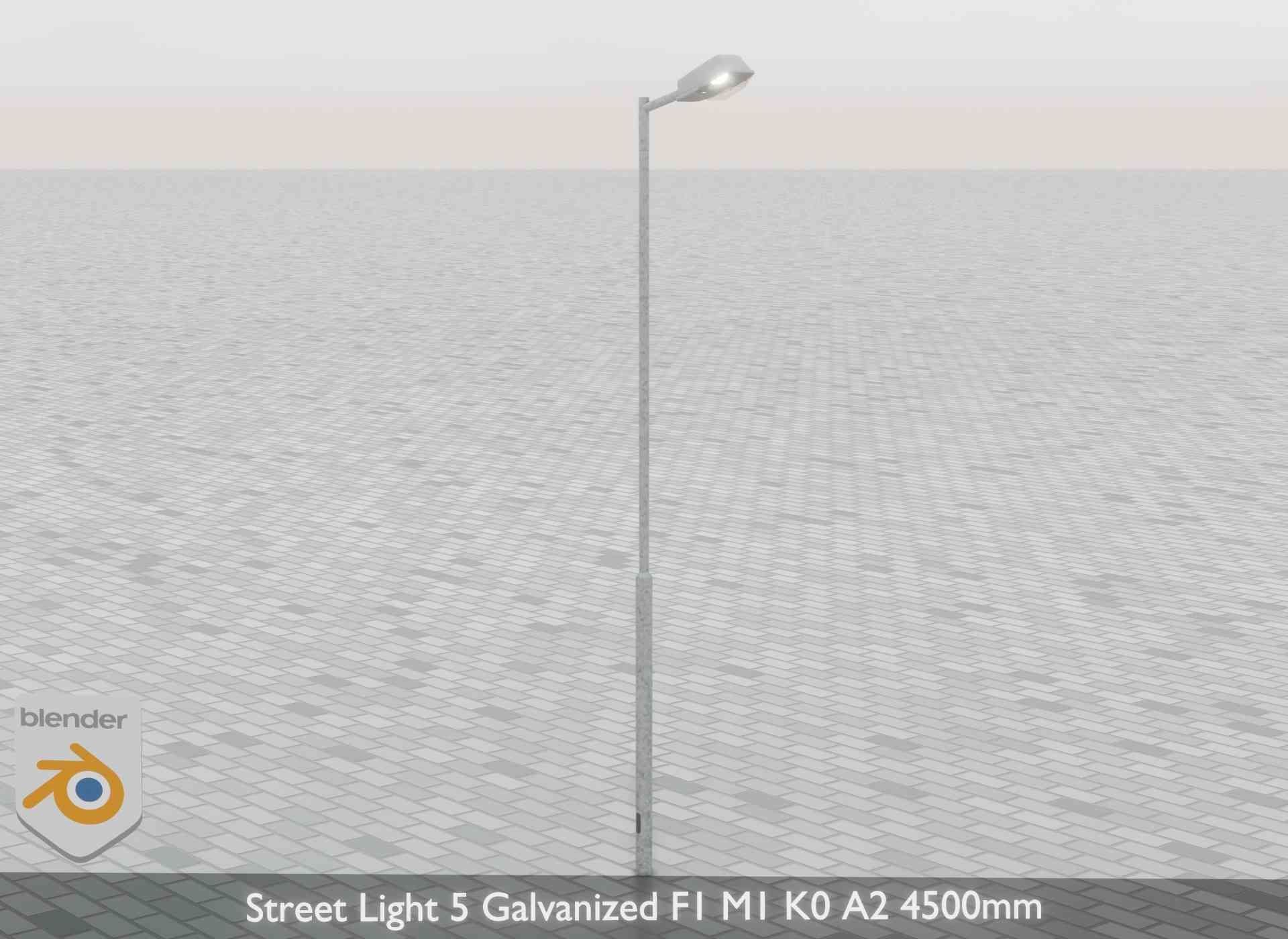 Street Light 5 Galvanized F1 M1 K0 A2 4500mm Low-poly 3D model_42