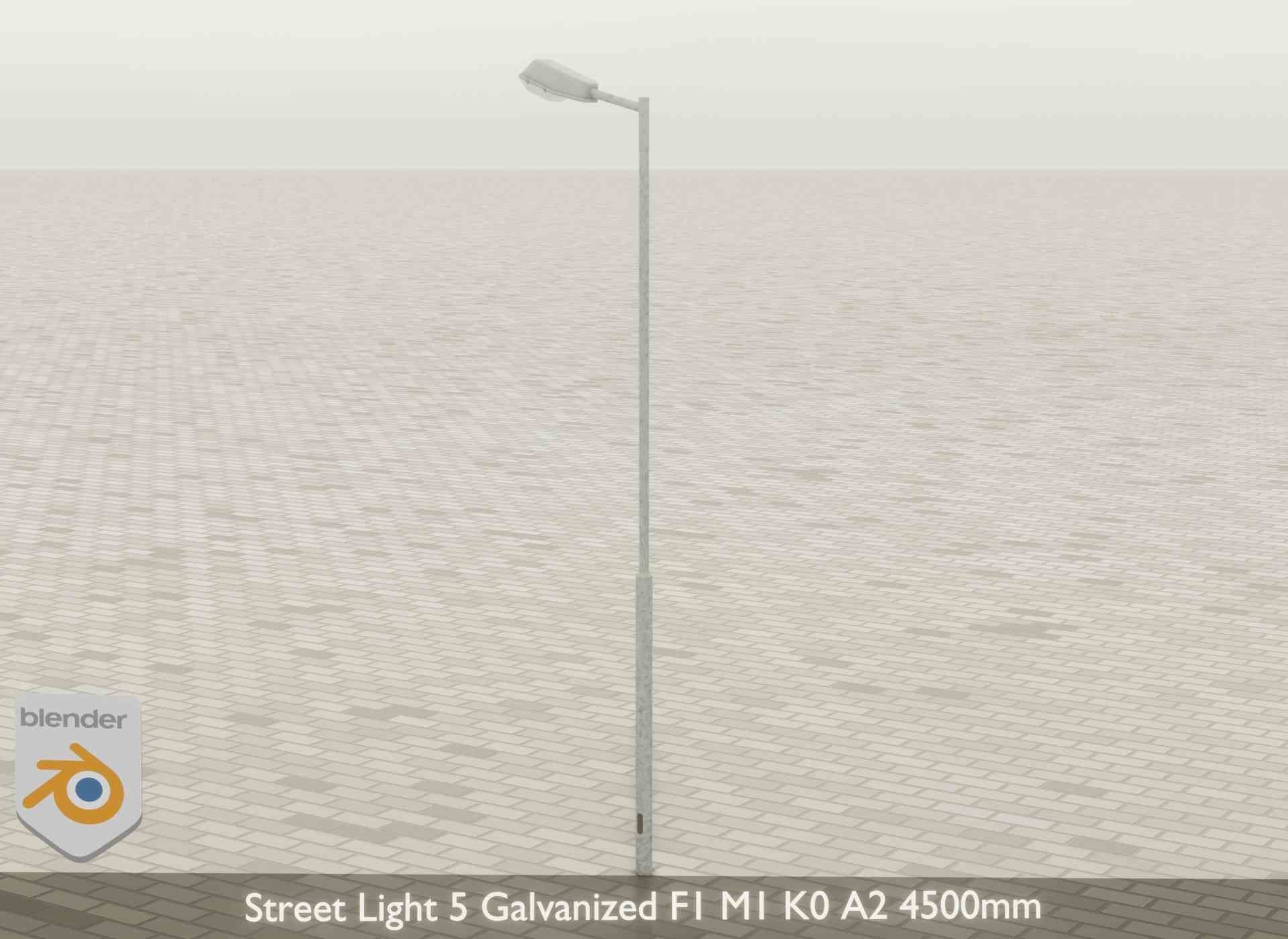 Street Light 5 Galvanized F1 M1 K0 A2 4500mm Low-poly 3D model_28