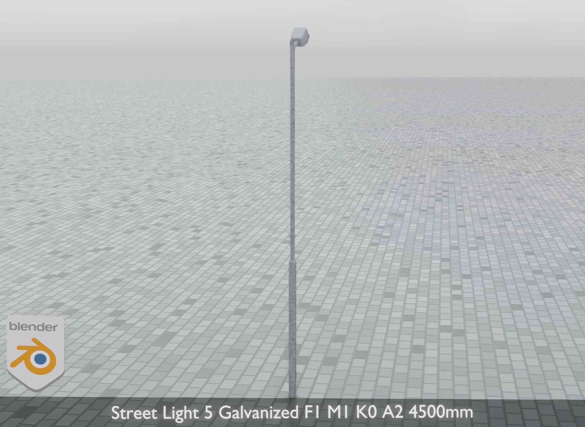 Street Light 5 Galvanized F1 M1 K0 A2 4500mm Low-poly 3D model_7