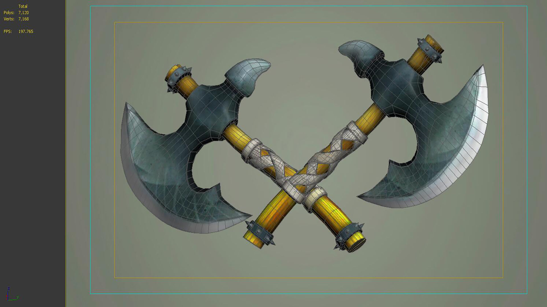 cartoon handle Stylized Axe 3D model_5