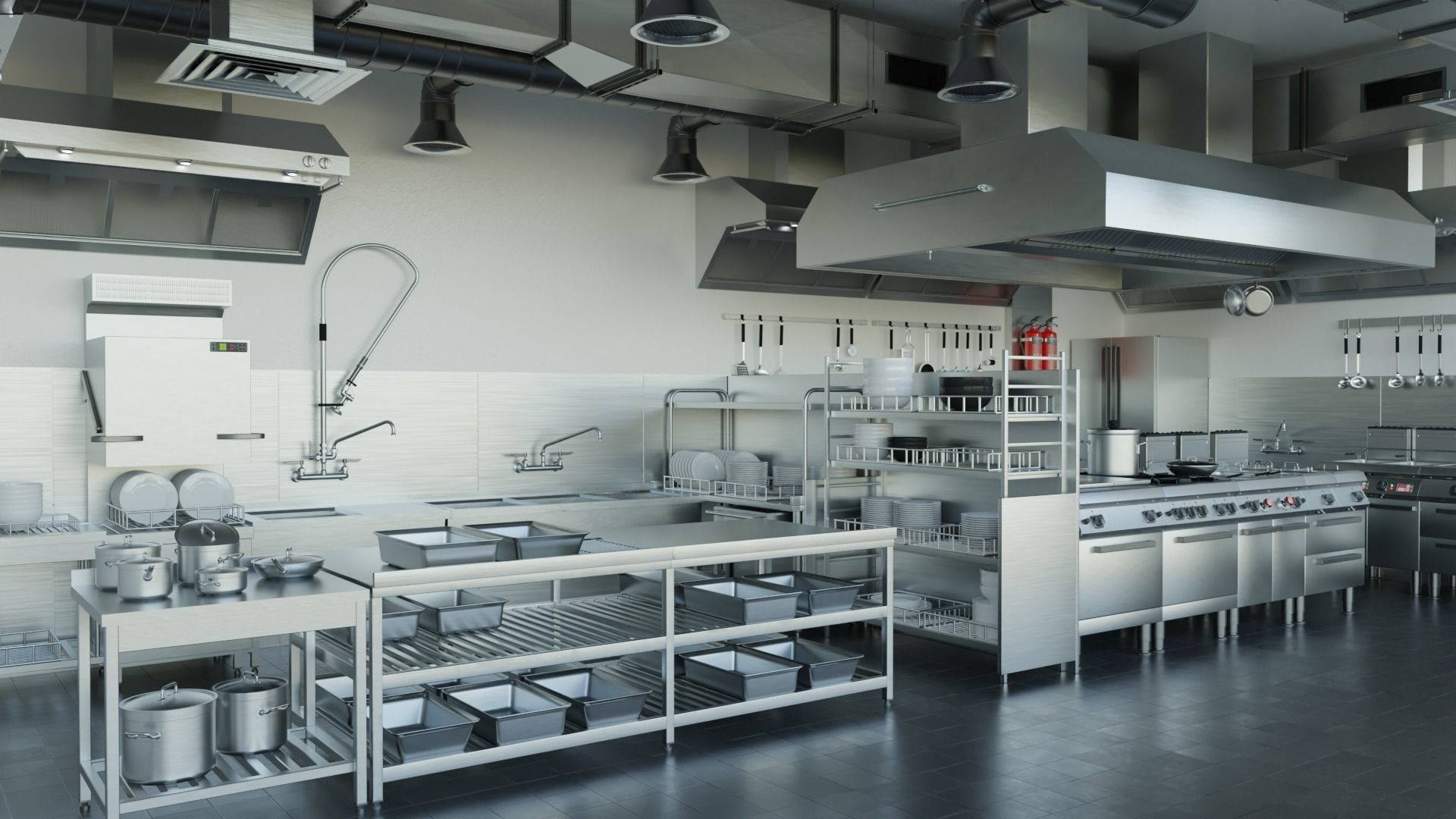 Commercial Kitchen v3 3D model_0