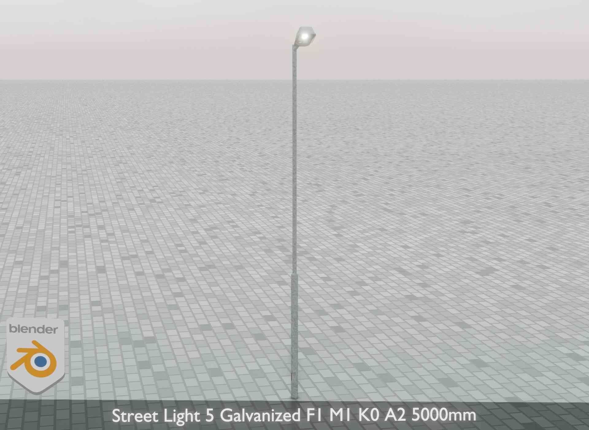 Street Light 5 Galvanized F1 M1 K0 A2 5000mm Low-poly 3D model_45