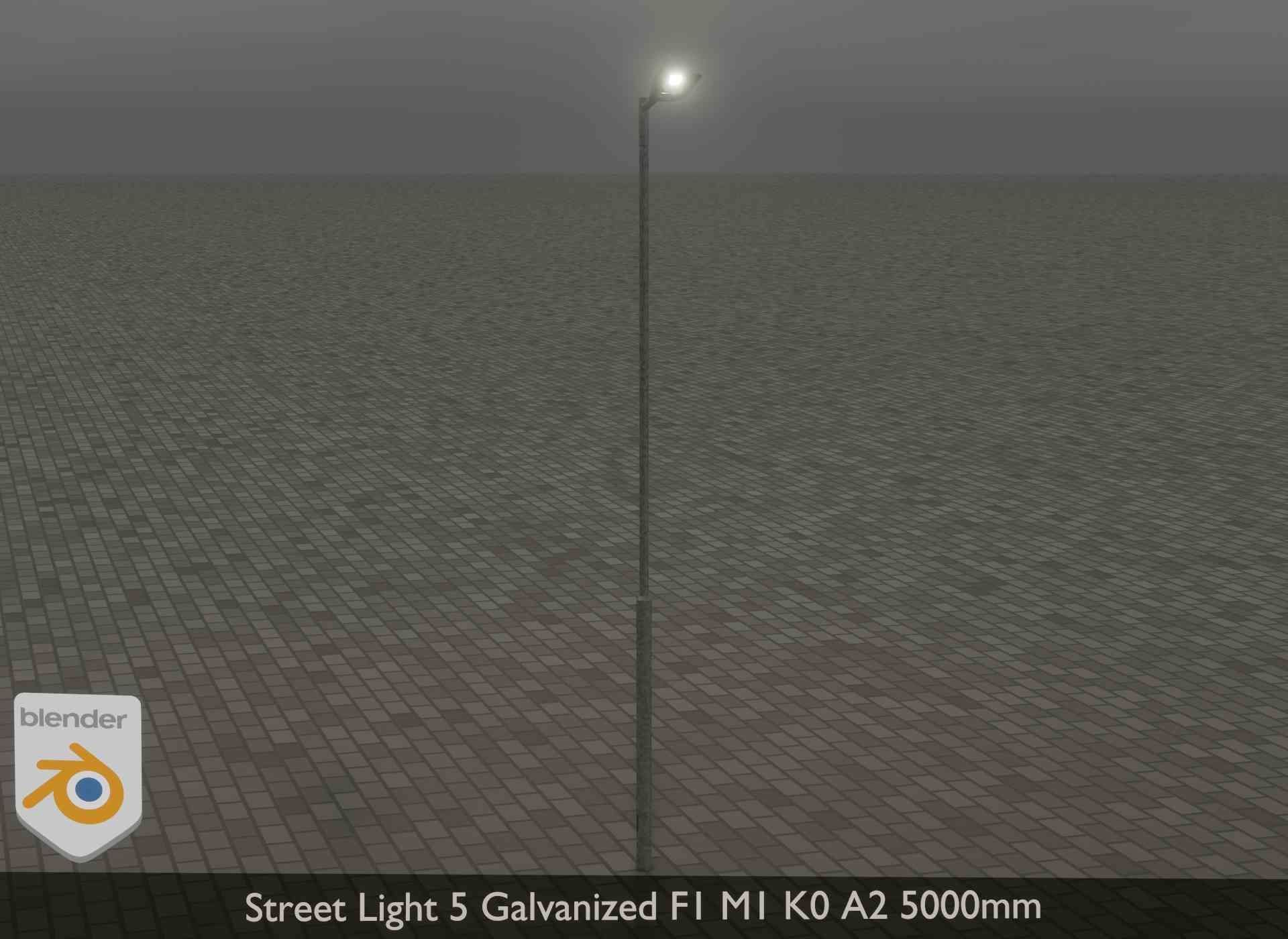 Street Light 5 Galvanized F1 M1 K0 A2 5000mm Low-poly 3D model_19