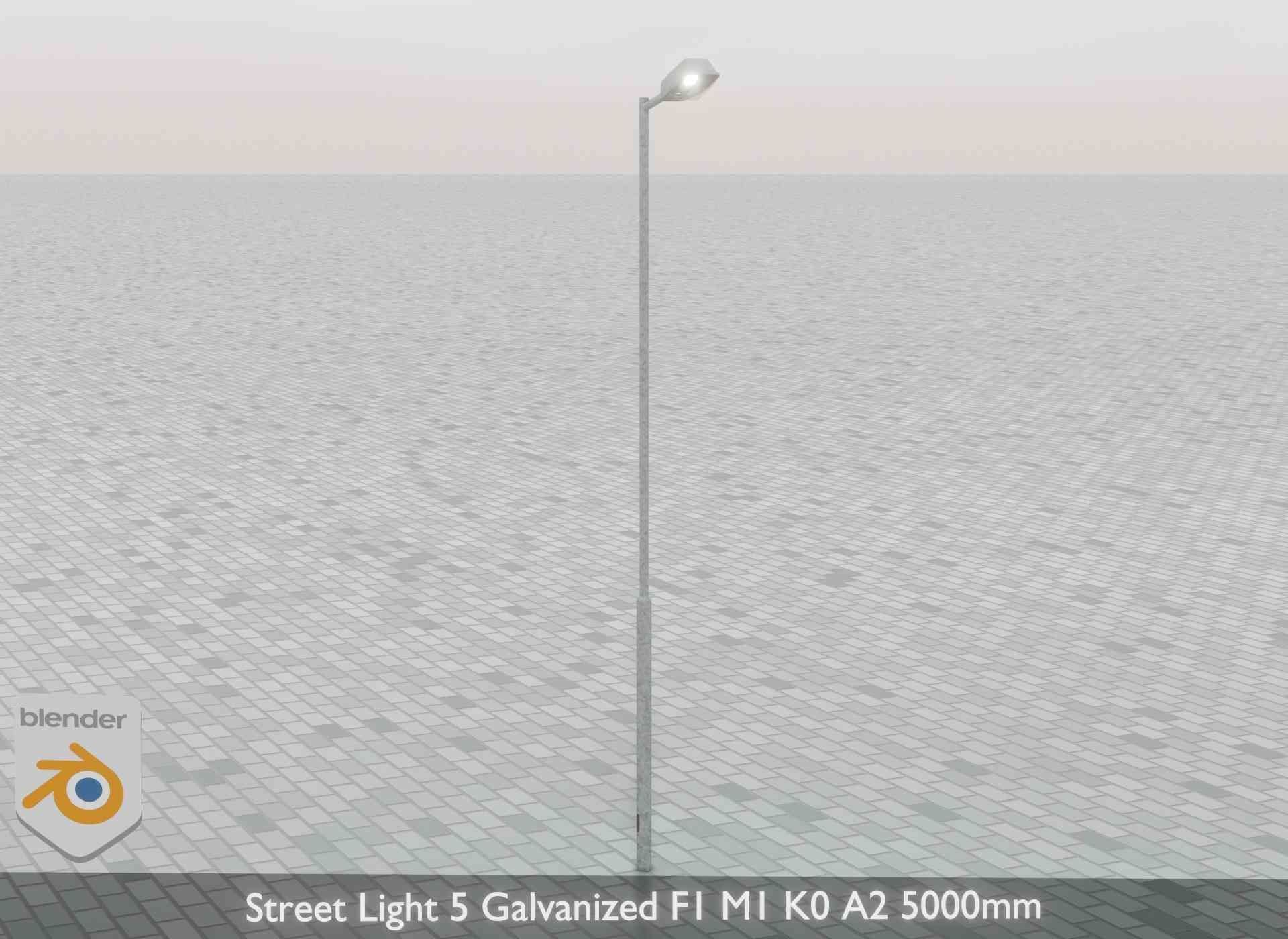 Street Light 5 Galvanized F1 M1 K0 A2 5000mm Low-poly 3D model_44