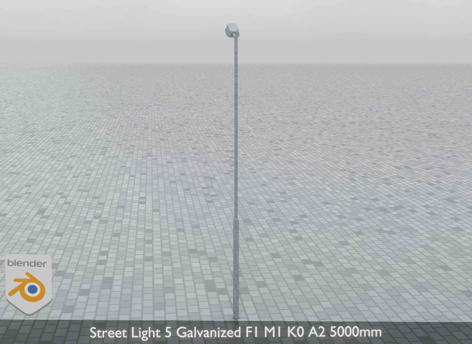Street Light 5 Galvanized F1 M1 K0 A2 5000mm Low-poly 3D model_7