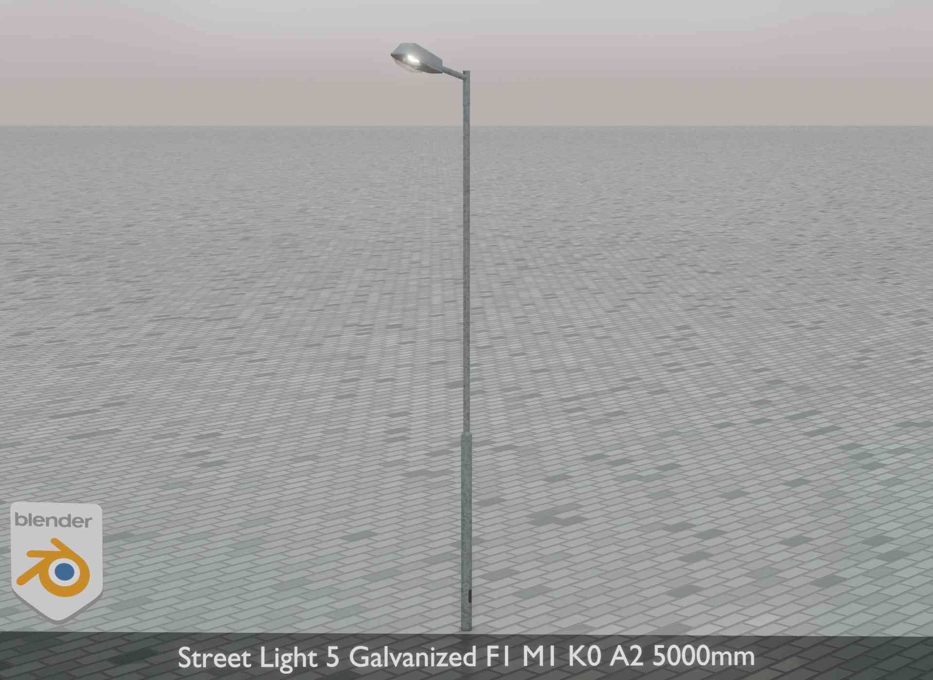 Street Light 5 Galvanized F1 M1 K0 A2 5000mm Low-poly 3D model_49