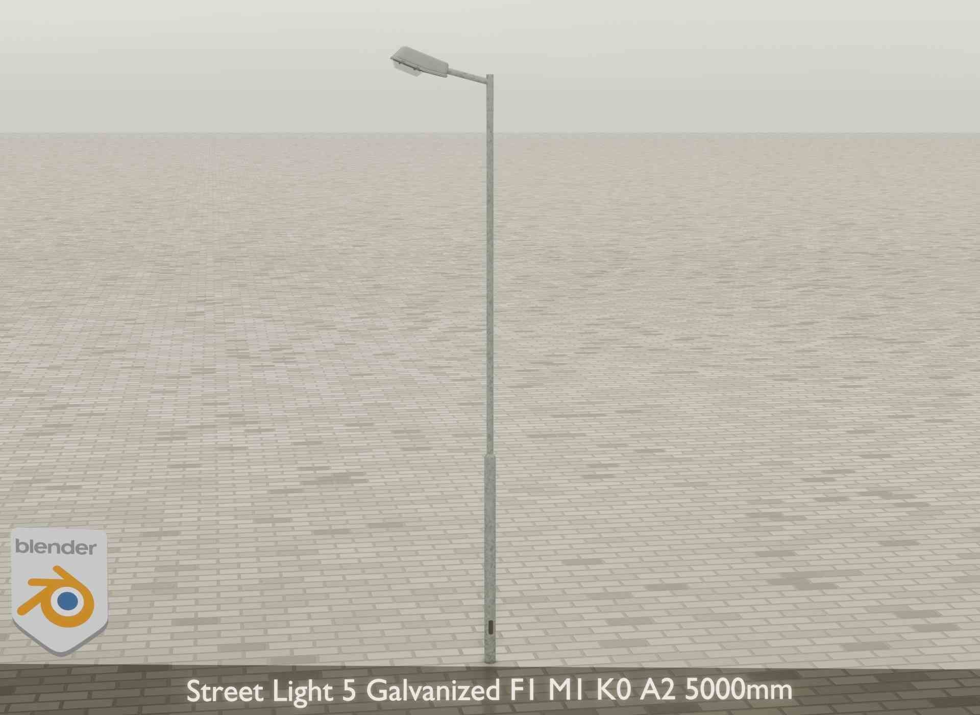 Street Light 5 Galvanized F1 M1 K0 A2 5000mm Low-poly 3D model_26