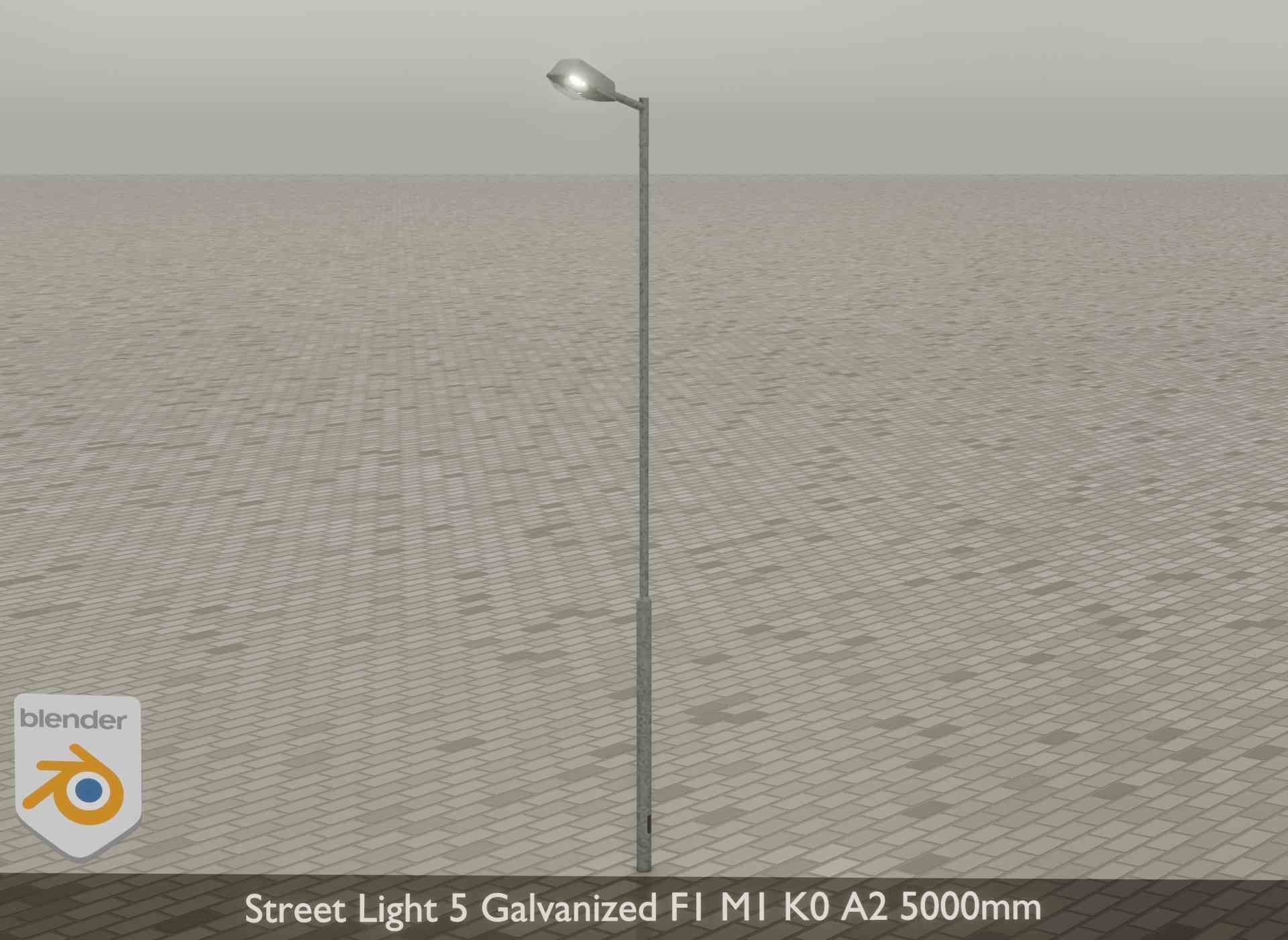 Street Light 5 Galvanized F1 M1 K0 A2 5000mm Low-poly 3D model_23