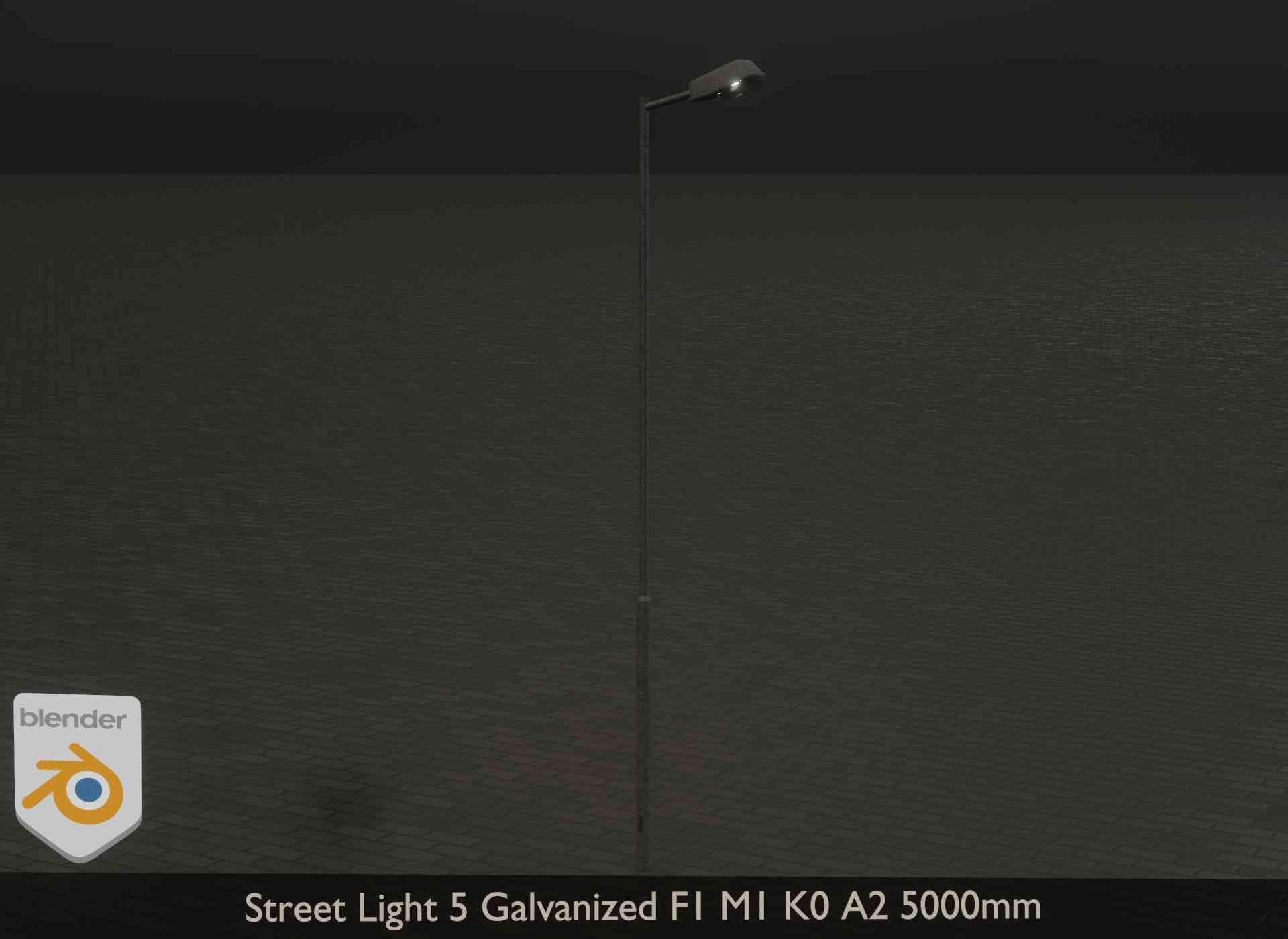 Street Light 5 Galvanized F1 M1 K0 A2 5000mm Low-poly 3D model_16