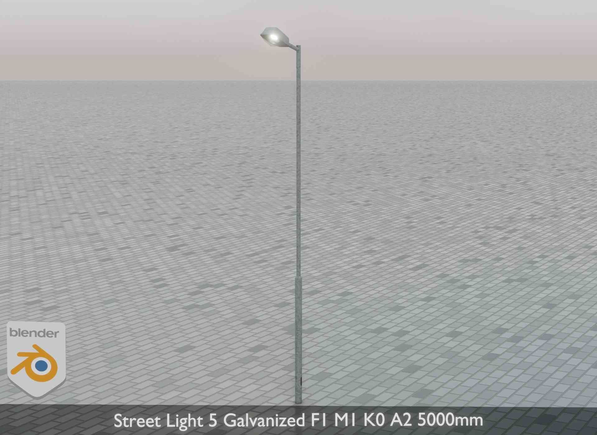 Street Light 5 Galvanized F1 M1 K0 A2 5000mm Low-poly 3D model_48
