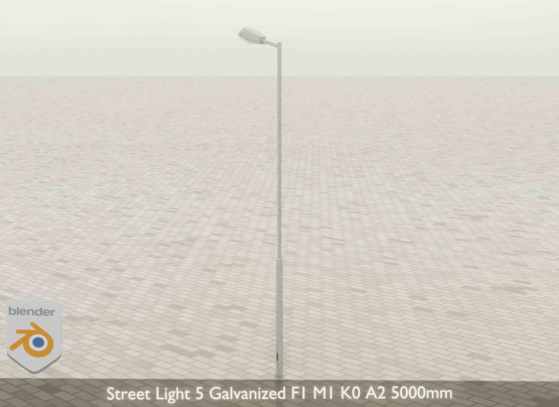 Street Light 5 Galvanized F1 M1 K0 A2 5000mm Low-poly 3D model_30