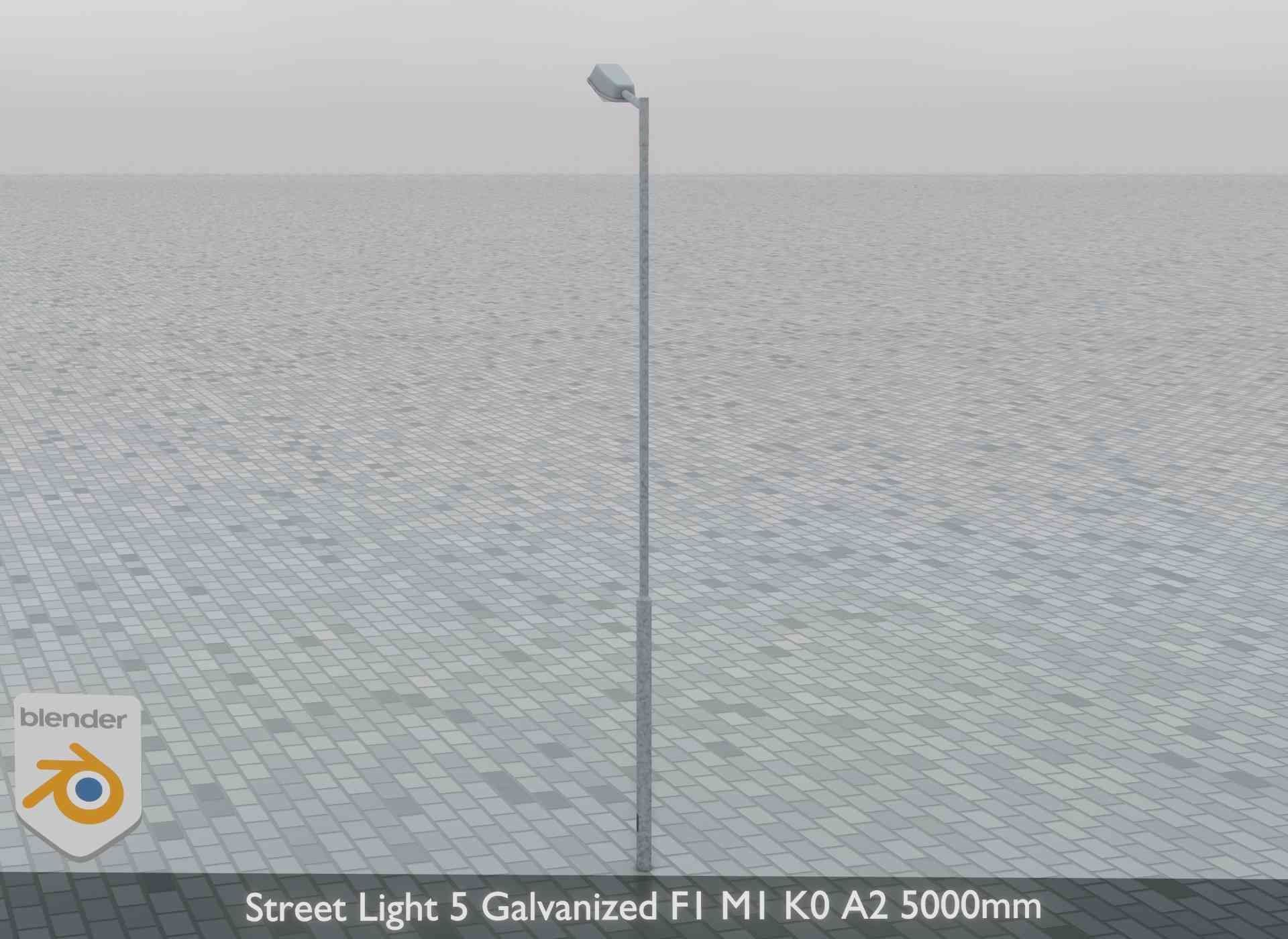 Street Light 5 Galvanized F1 M1 K0 A2 5000mm Low-poly 3D model_6