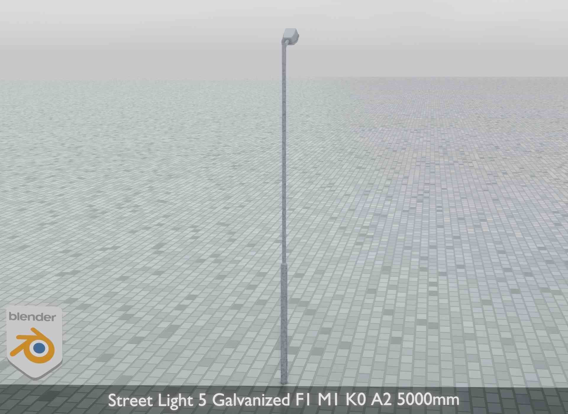 Street Light 5 Galvanized F1 M1 K0 A2 5000mm Low-poly 3D model_8