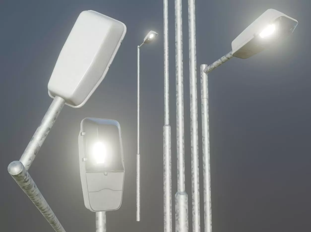 Street Light 5 Galvanized F1 M1 K0 A2 5000mm Low-poly 3D model_0