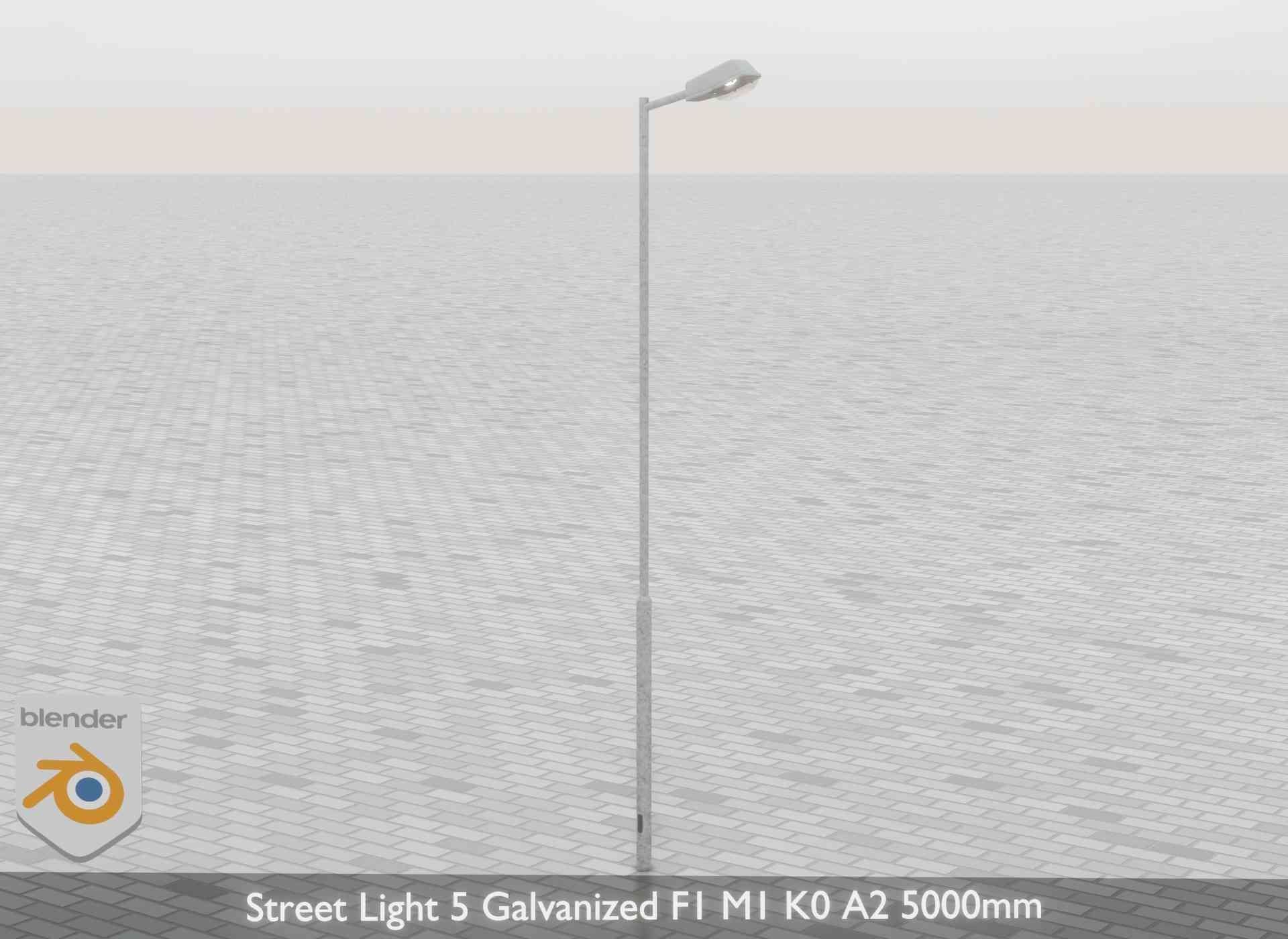 Street Light 5 Galvanized F1 M1 K0 A2 5000mm Low-poly 3D model_42