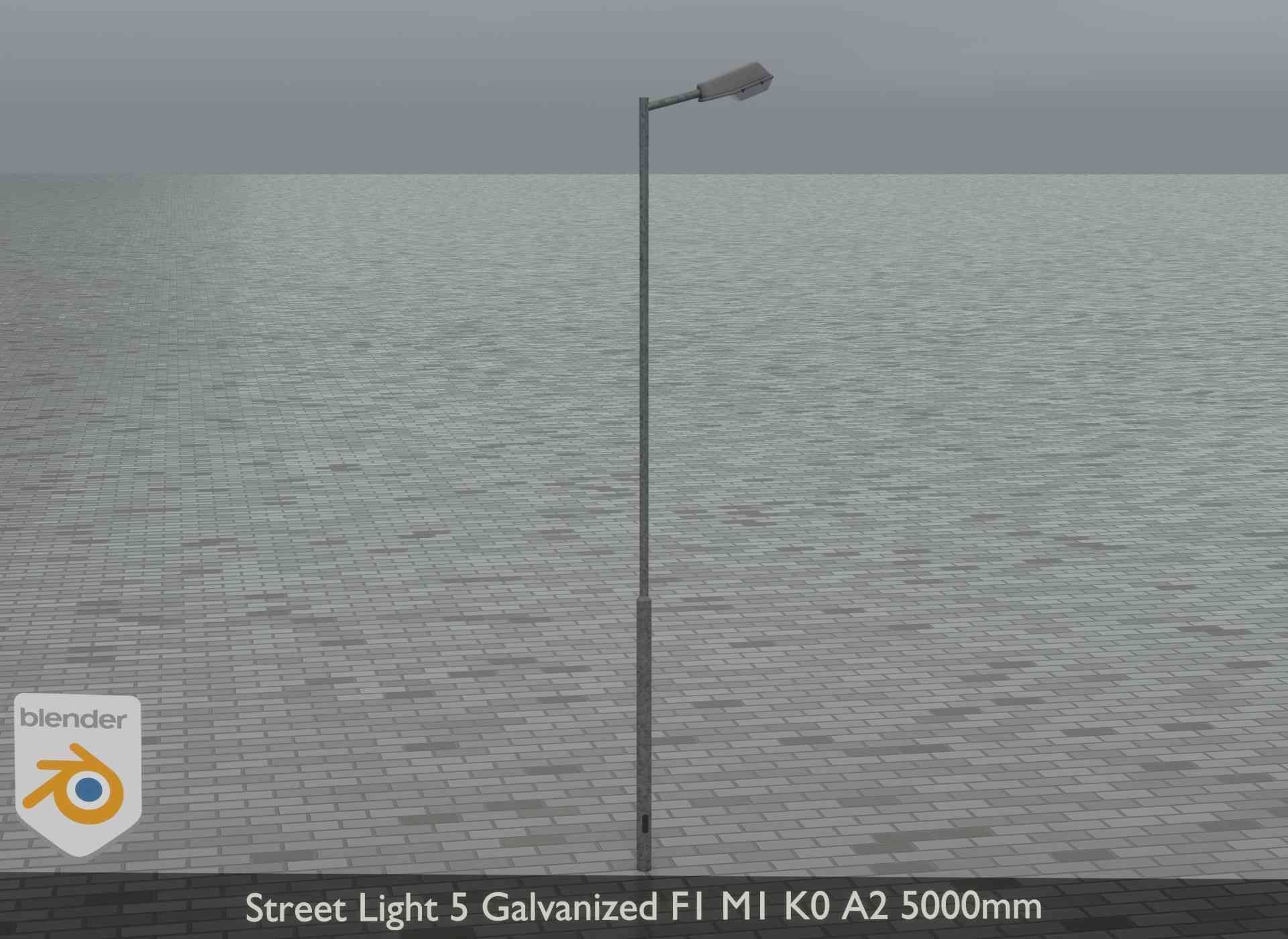 Street Light 5 Galvanized F1 M1 K0 A2 5000mm Low-poly 3D model_13