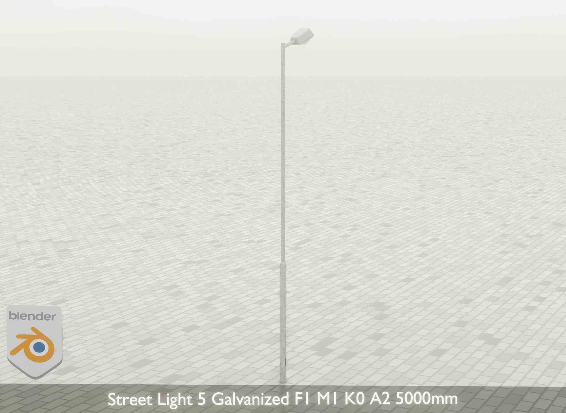 Street Light 5 Galvanized F1 M1 K0 A2 5000mm Low-poly 3D model_35