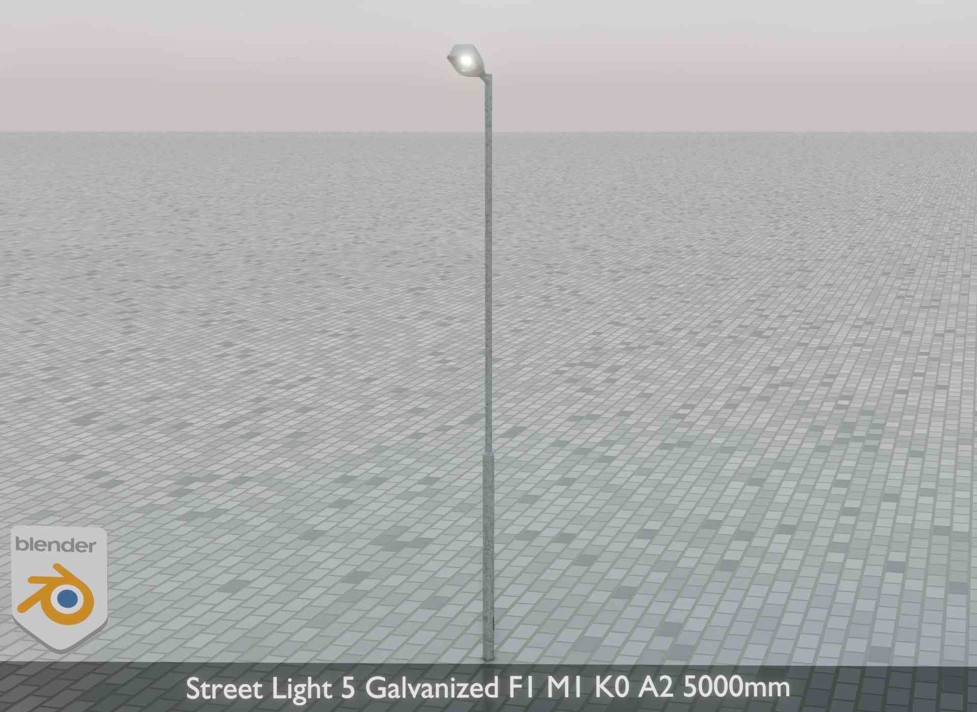Street Light 5 Galvanized F1 M1 K0 A2 5000mm Low-poly 3D model_47