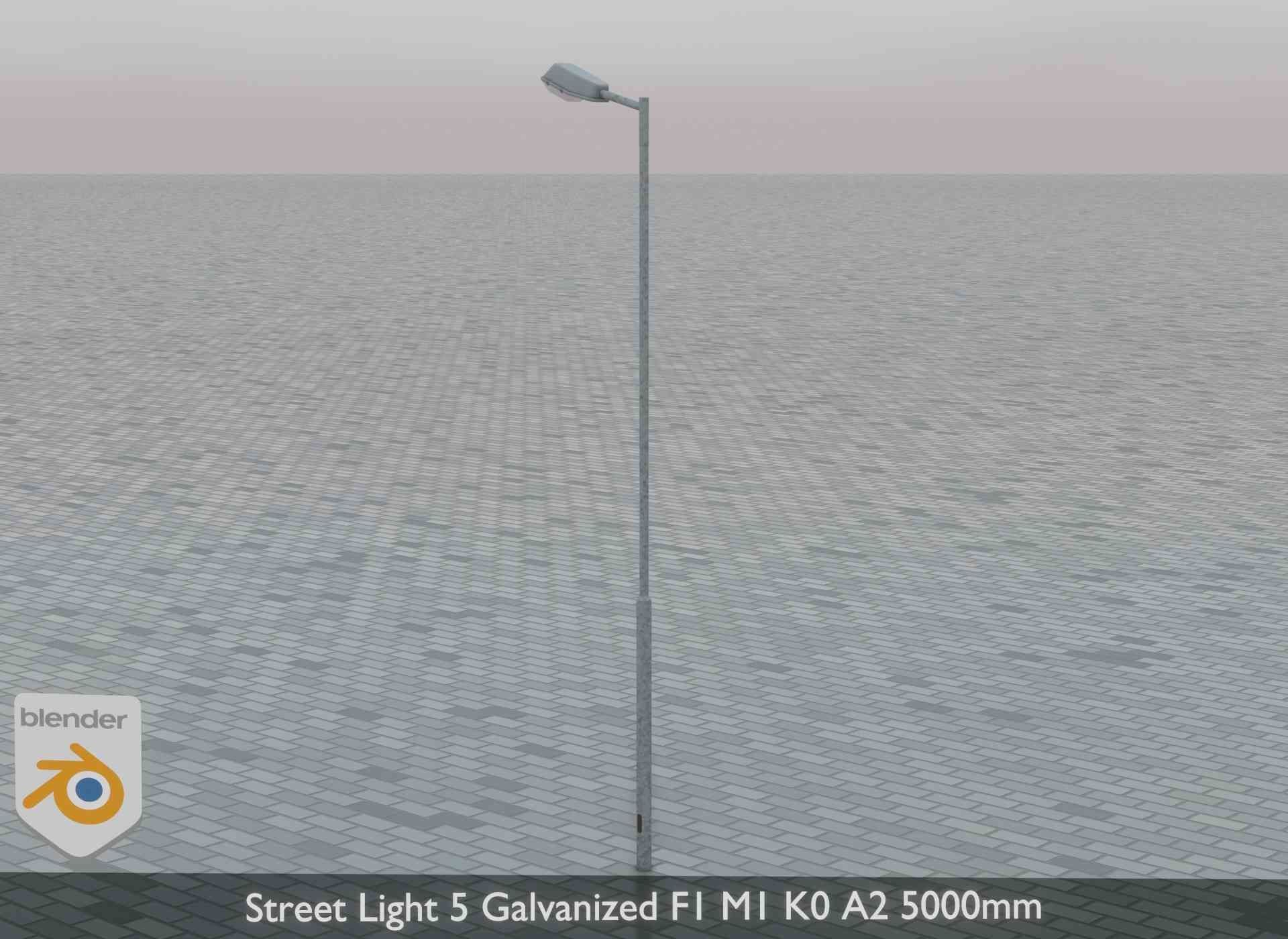 Street Light 5 Galvanized F1 M1 K0 A2 5000mm Low-poly 3D model_4