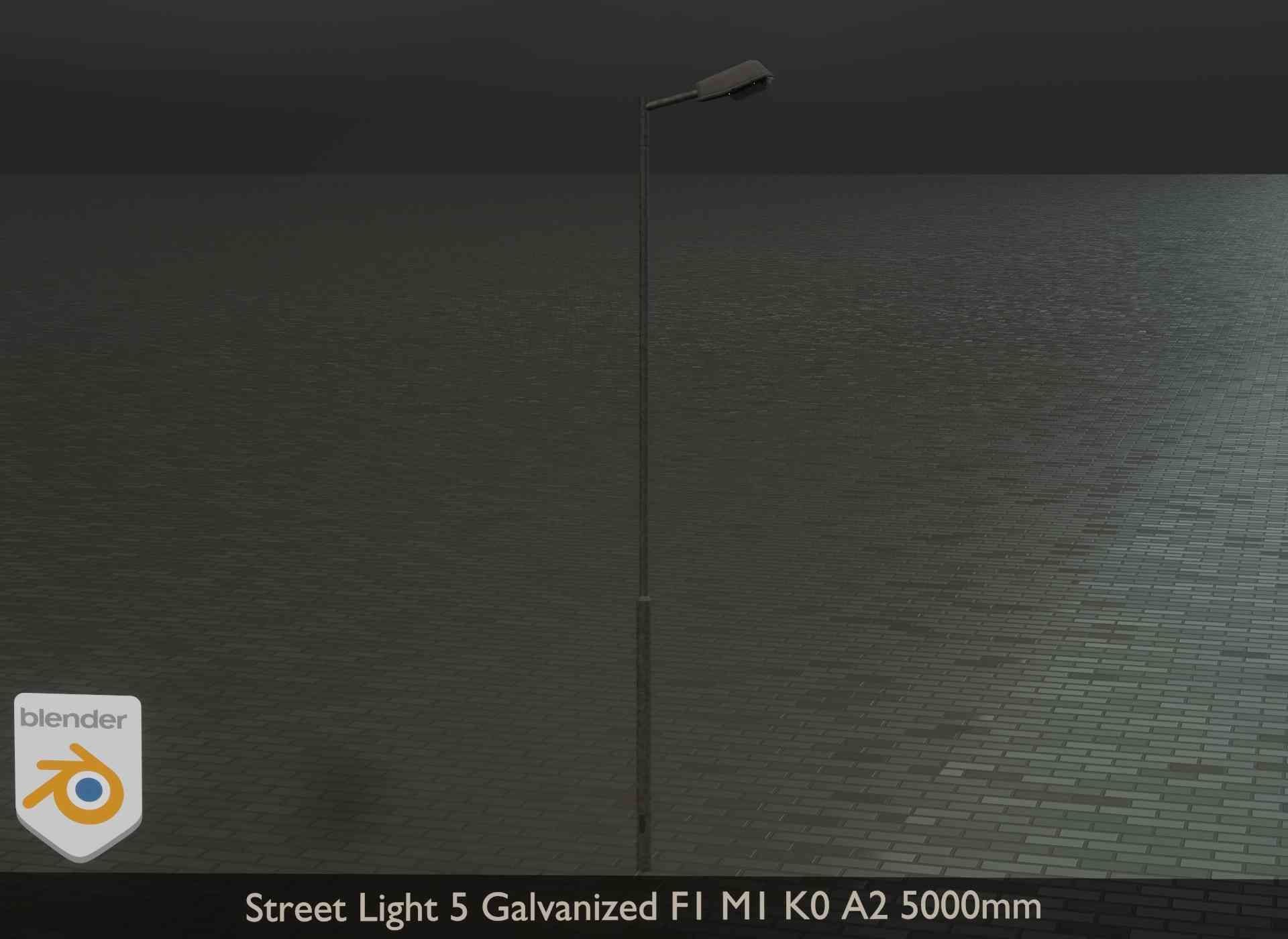 Street Light 5 Galvanized F1 M1 K0 A2 5000mm Low-poly 3D model_15