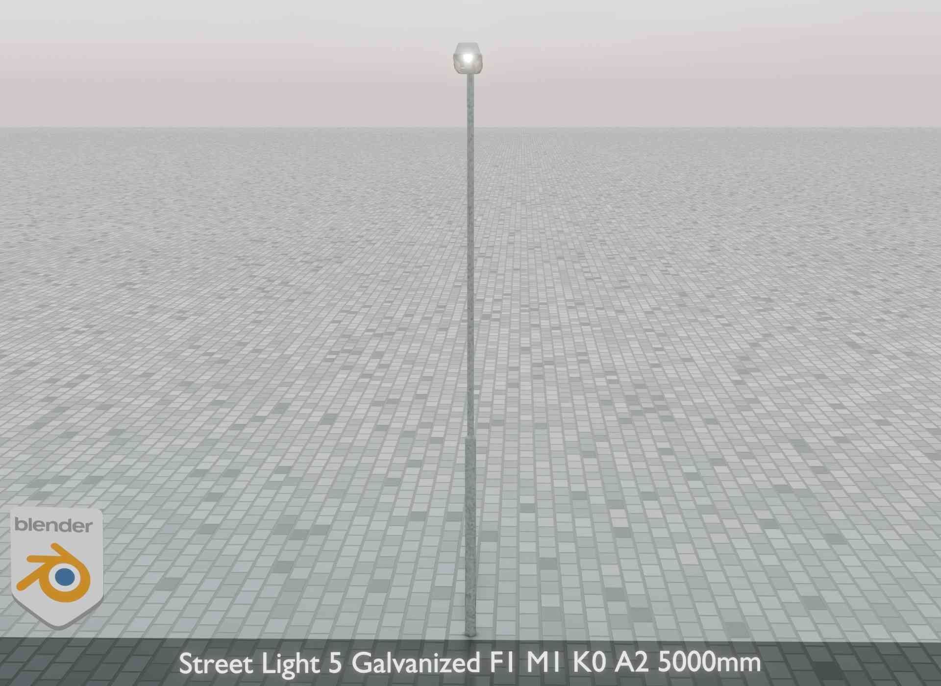 Street Light 5 Galvanized F1 M1 K0 A2 5000mm Low-poly 3D model_46
