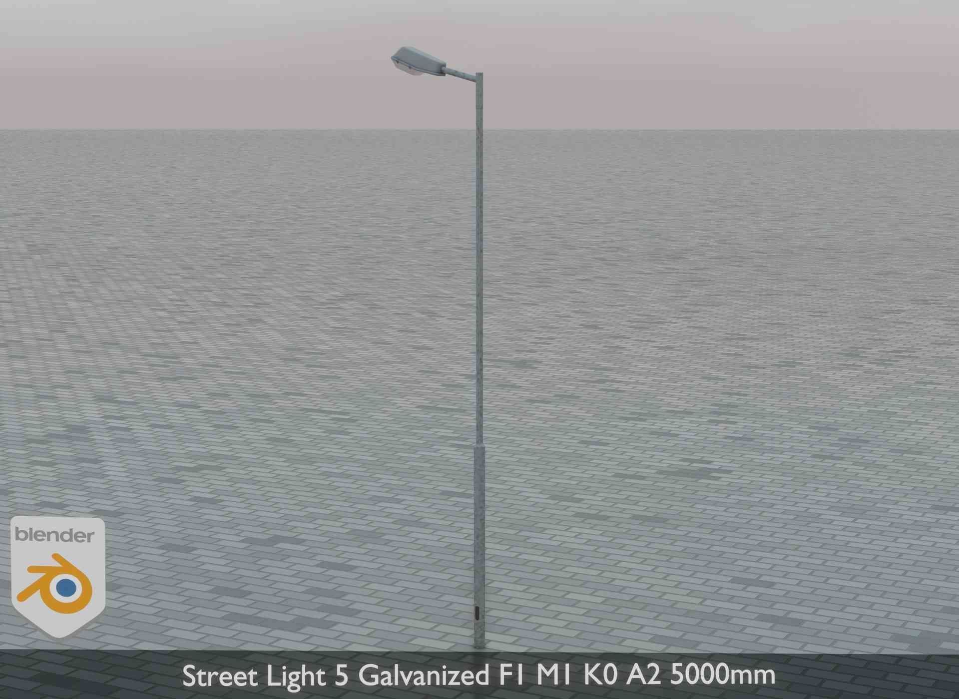 Street Light 5 Galvanized F1 M1 K0 A2 5000mm Low-poly 3D model_3