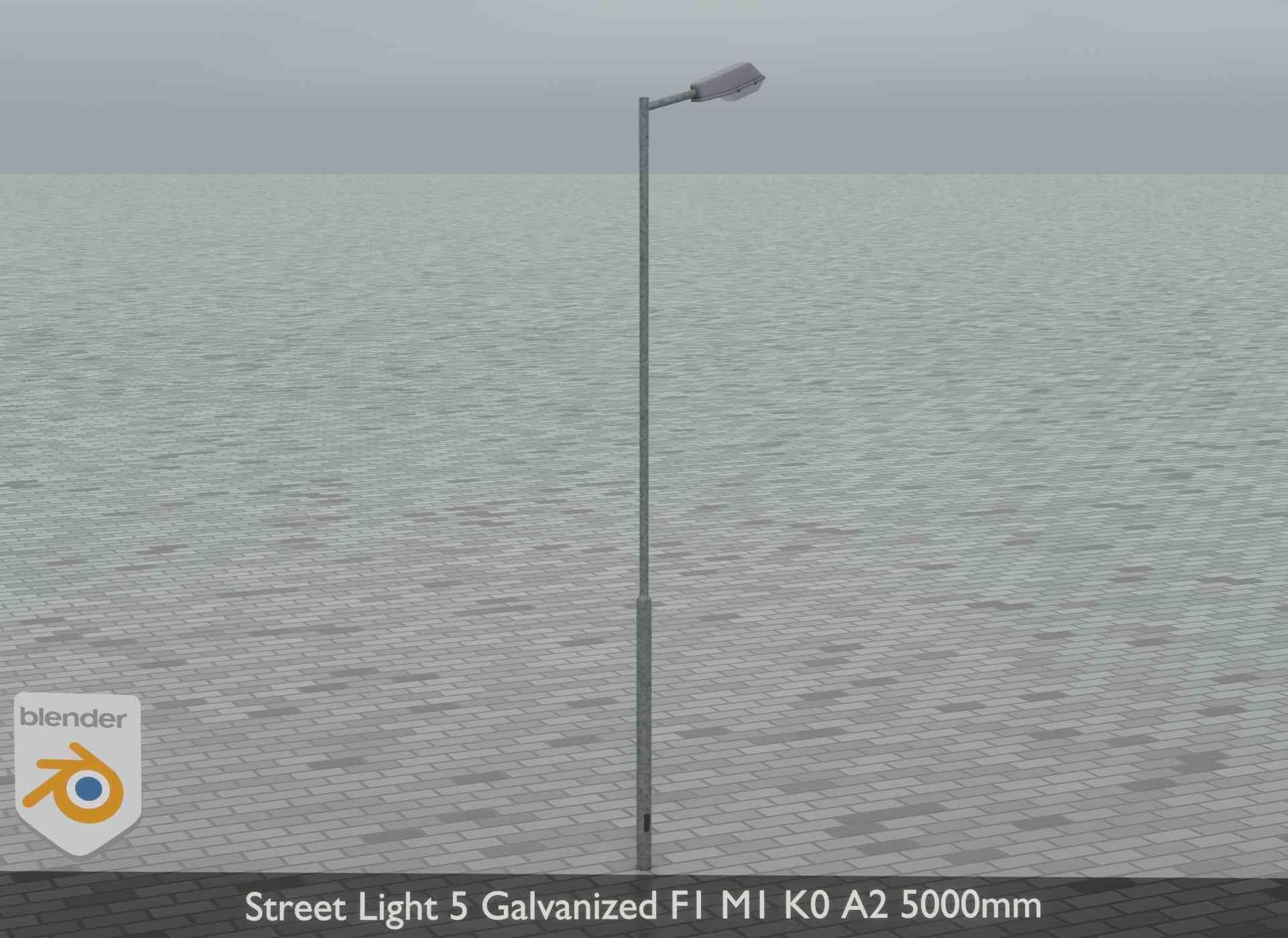 Street Light 5 Galvanized F1 M1 K0 A2 5000mm Low-poly 3D model_12