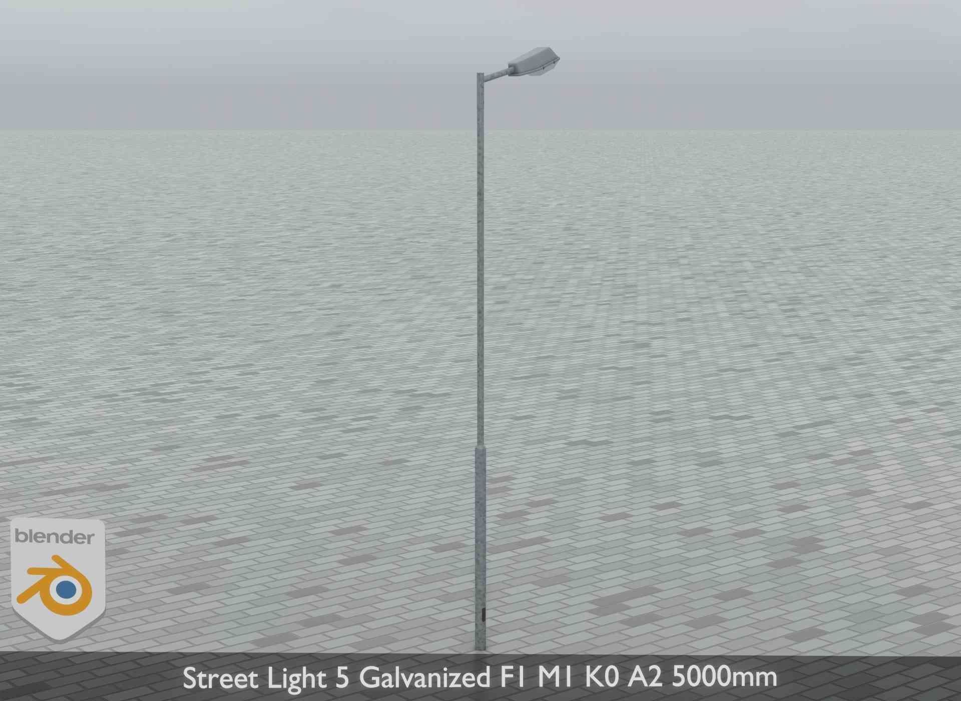 Street Light 5 Galvanized F1 M1 K0 A2 5000mm Low-poly 3D model_11