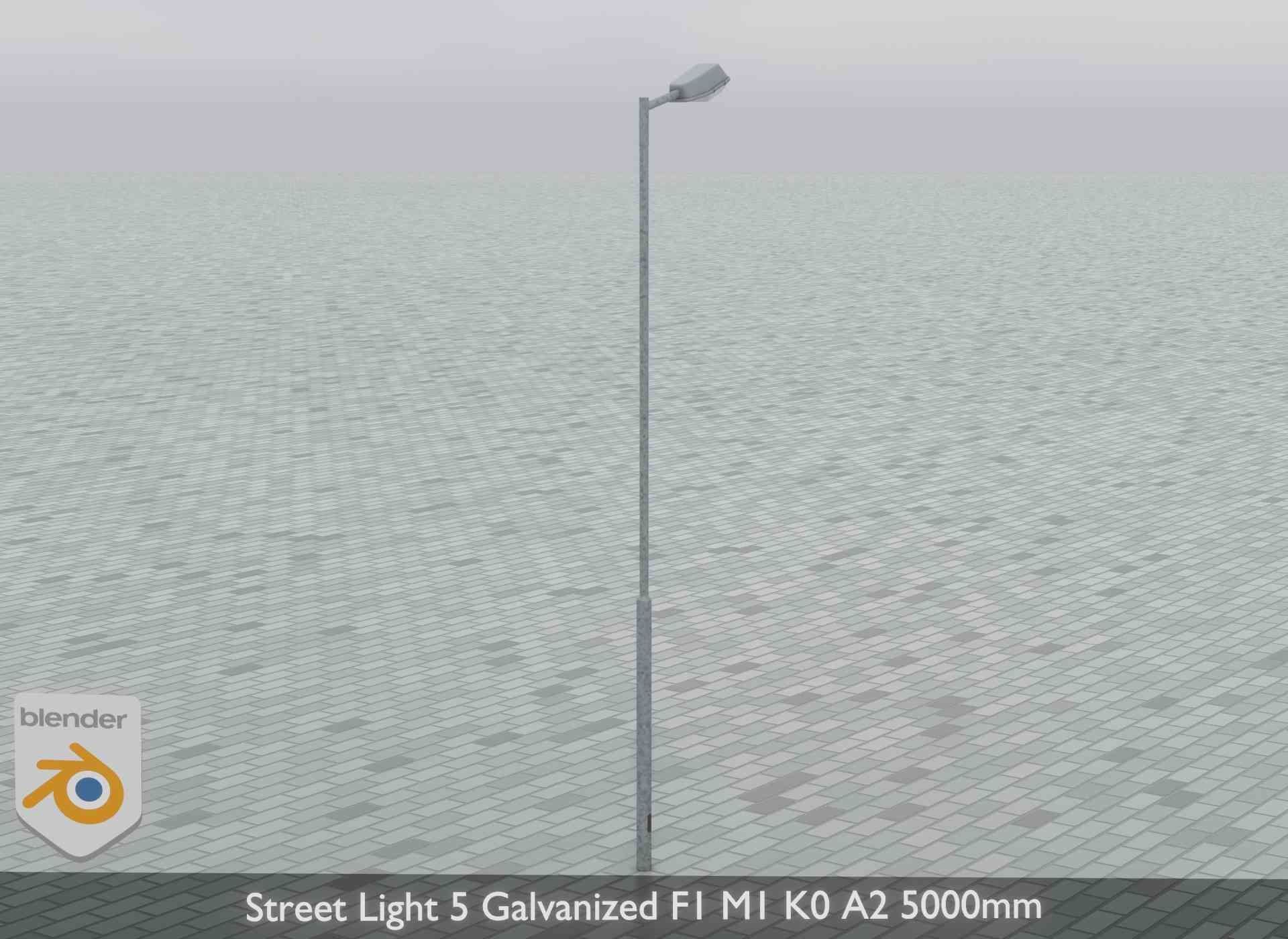 Street Light 5 Galvanized F1 M1 K0 A2 5000mm Low-poly 3D model_10