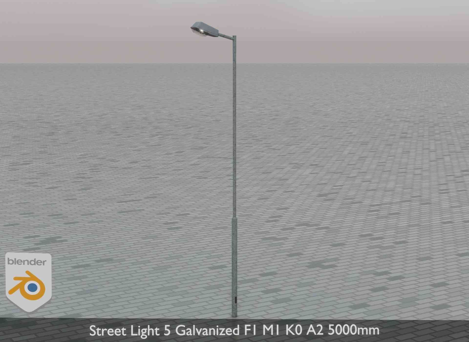 Street Light 5 Galvanized F1 M1 K0 A2 5000mm Low-poly 3D model_50