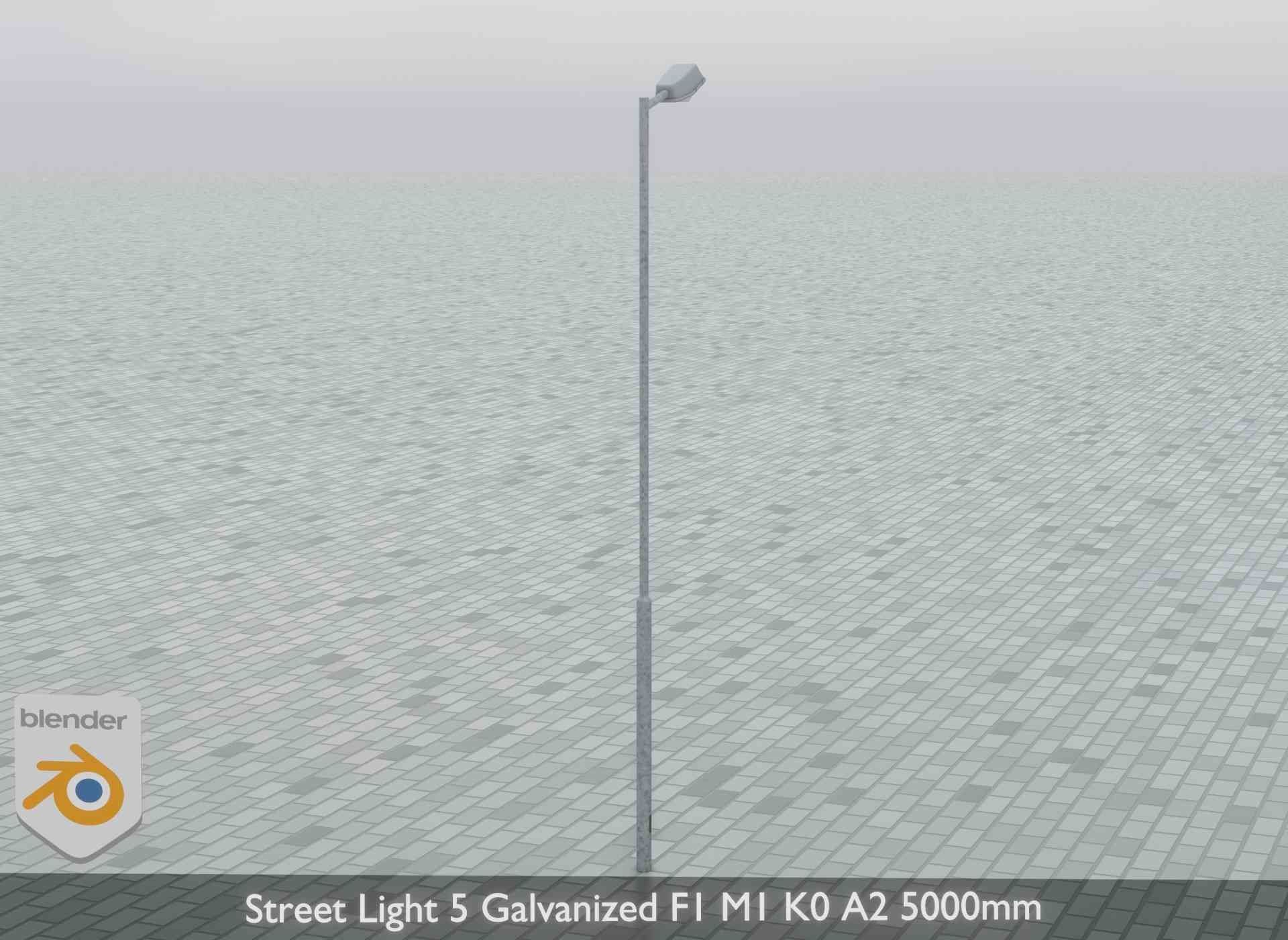Street Light 5 Galvanized F1 M1 K0 A2 5000mm Low-poly 3D model_9