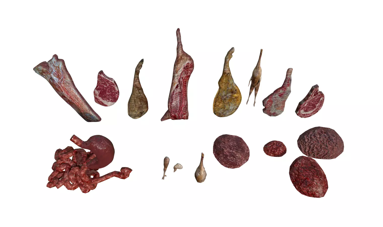 Animal Carcasses Pack Low-poly 3D model_0