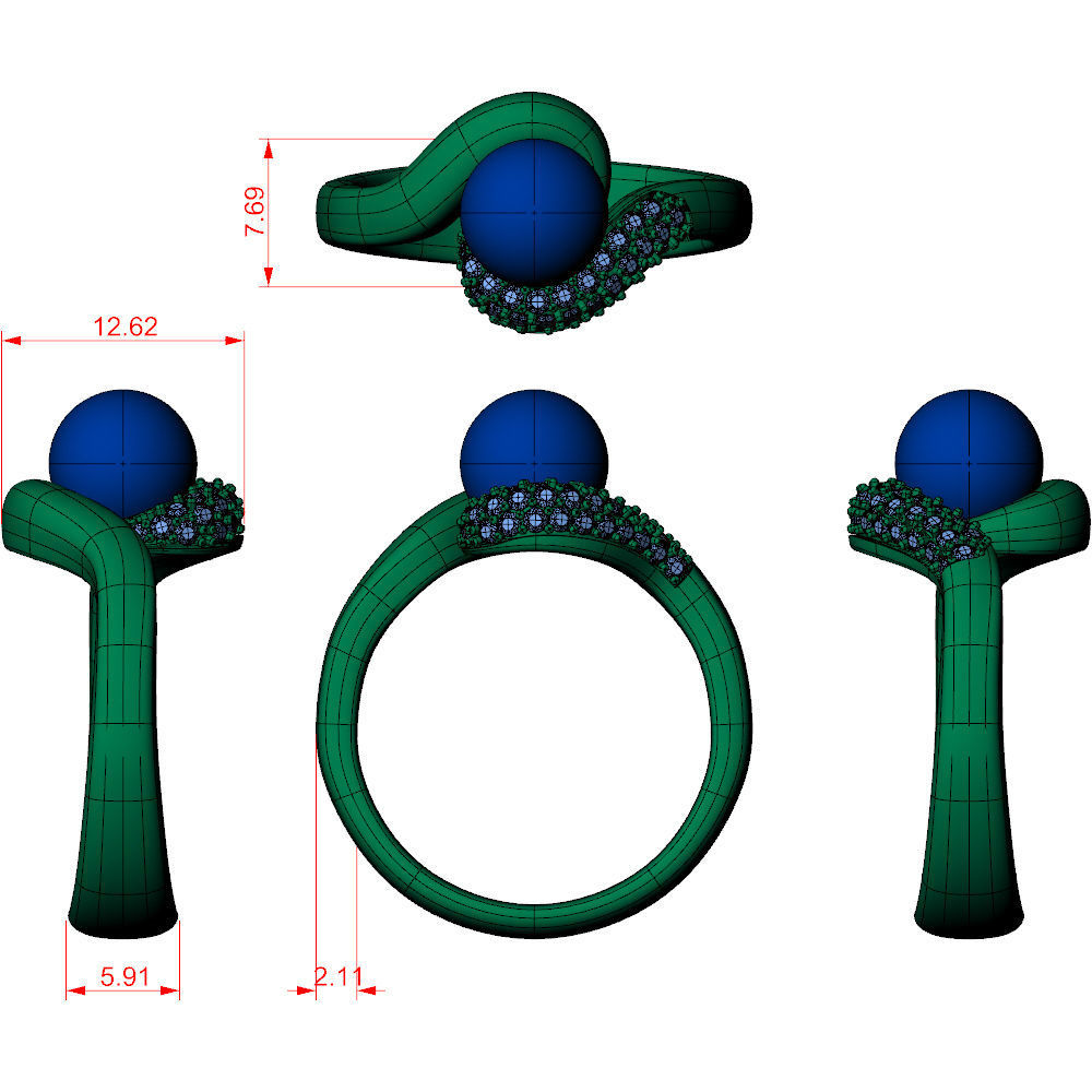 Pearl Ring 3D print model_7
