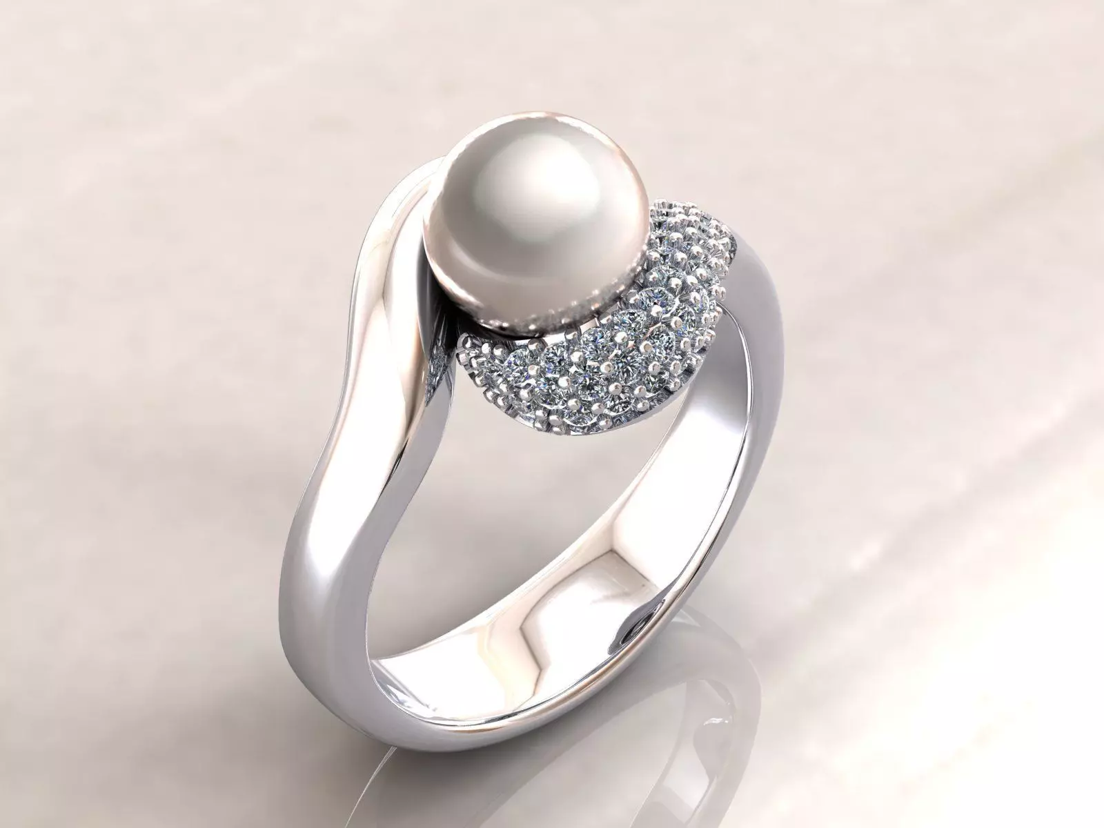 Pearl Ring 3D print model_0