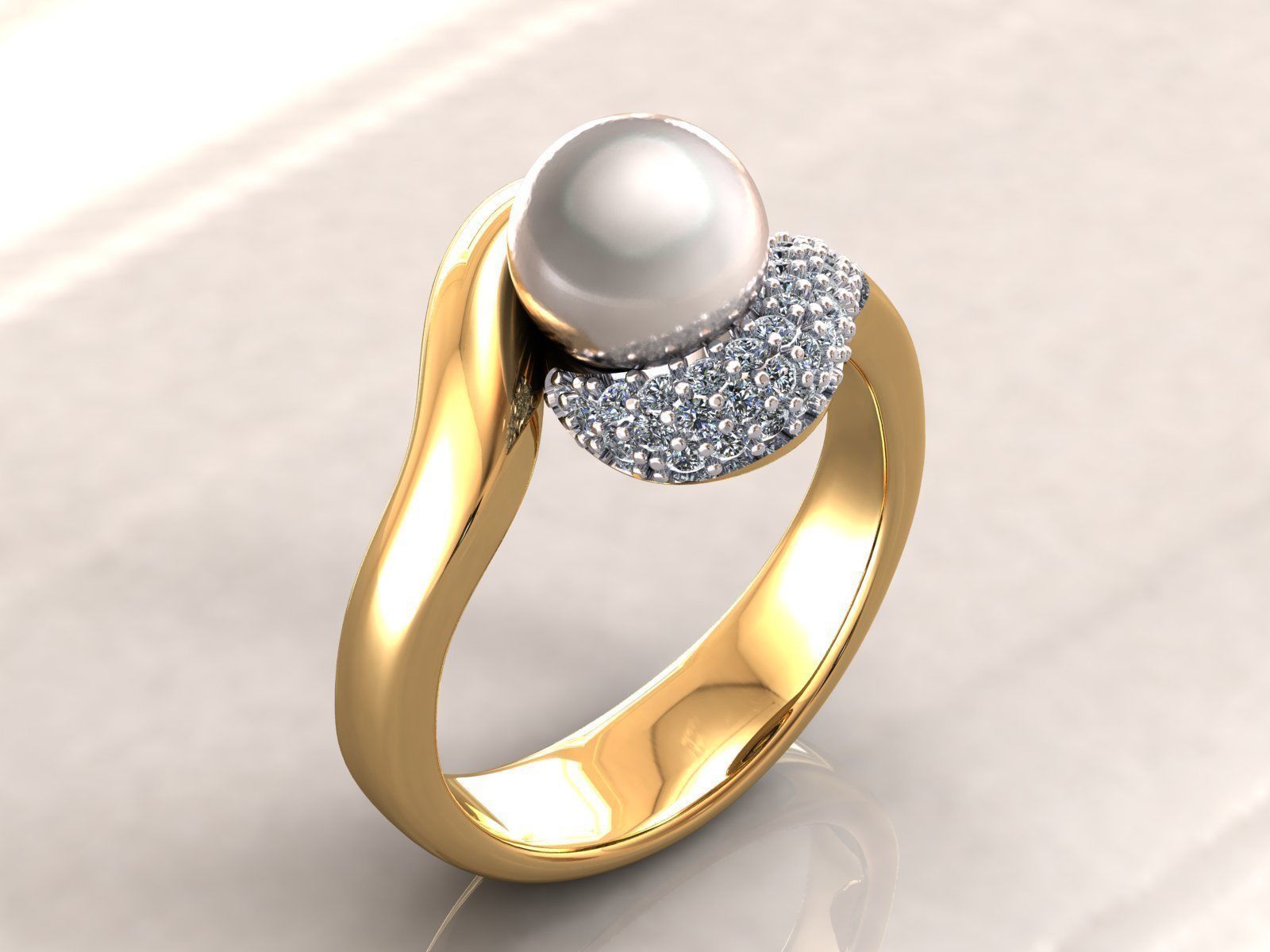 Pearl Ring 3D print model_1