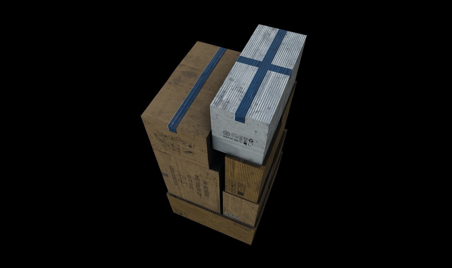 Cardboard Boxes Pack 1 Low-poly 3D model_2