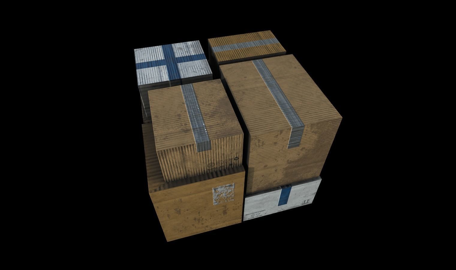 Cardboard Boxes Pack 1 Low-poly 3D model_5
