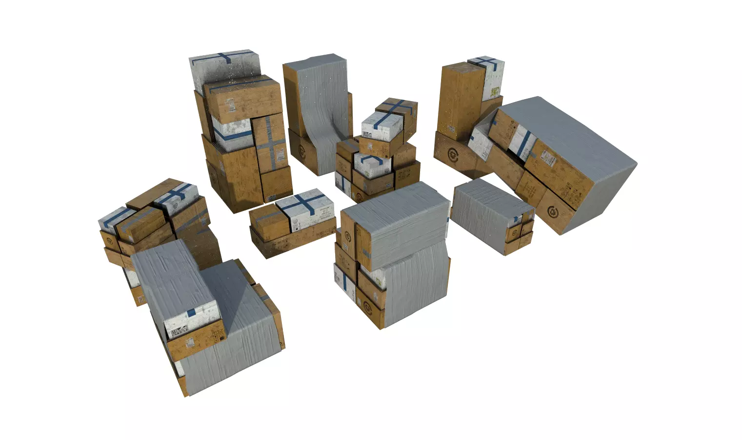 Cardboard Boxes Pack 1 Low-poly 3D model_0