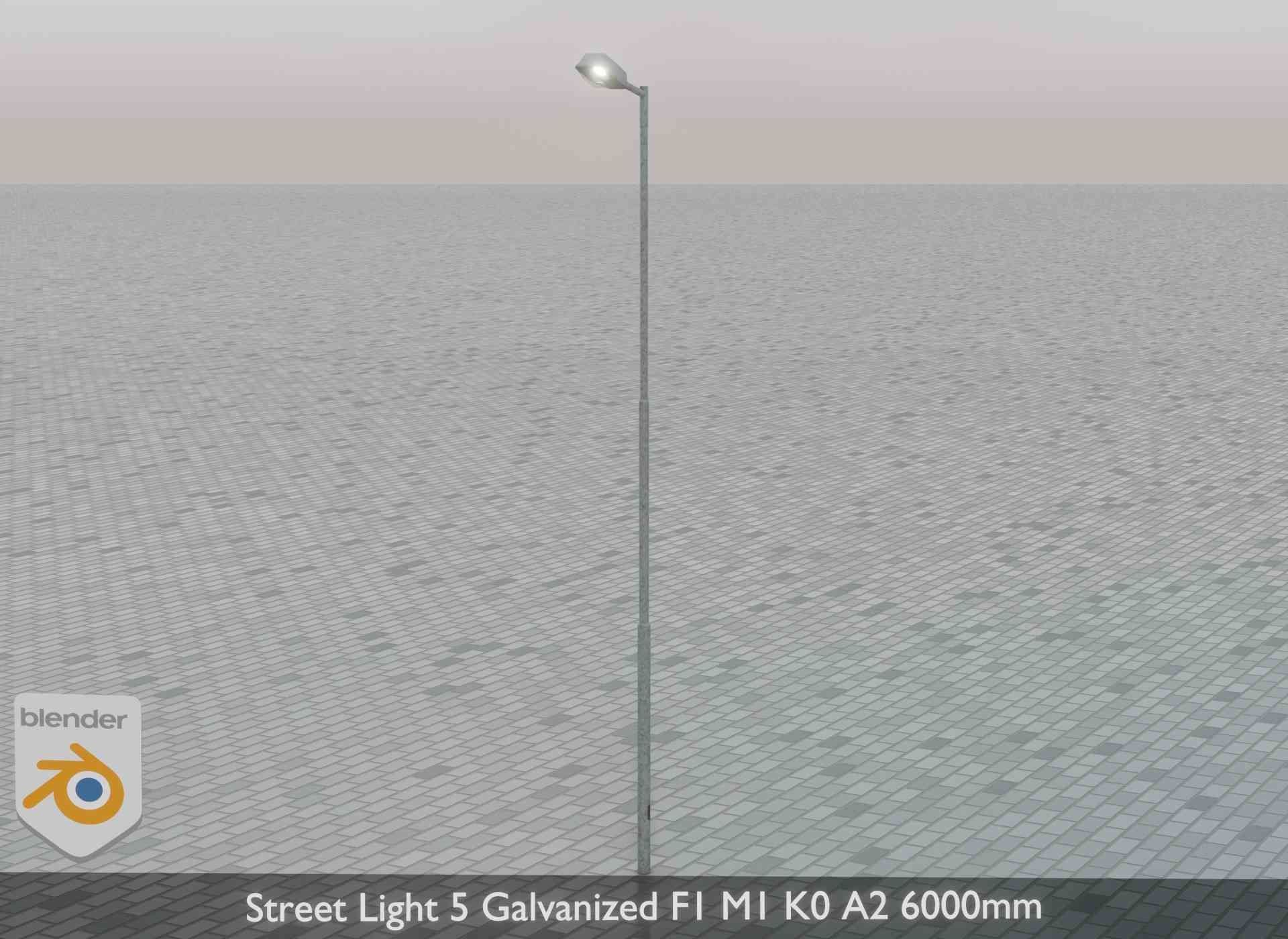 Street Light 5 Galvanized F1 M1 K0 A2 6000mm Low-poly 3D model_47