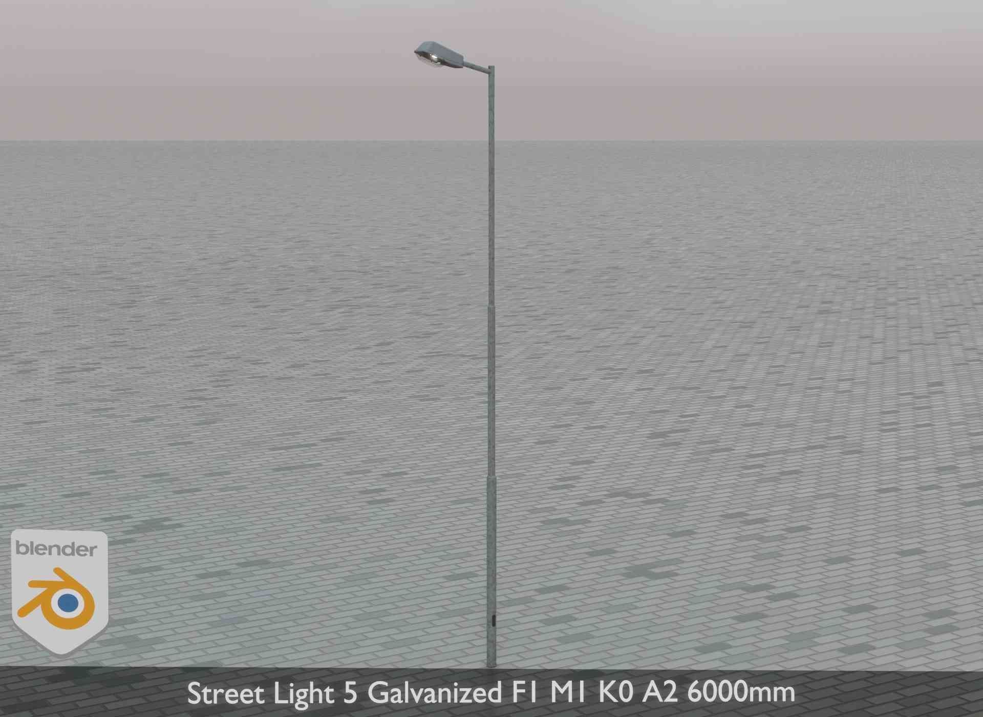 Street Light 5 Galvanized F1 M1 K0 A2 6000mm Low-poly 3D model_49