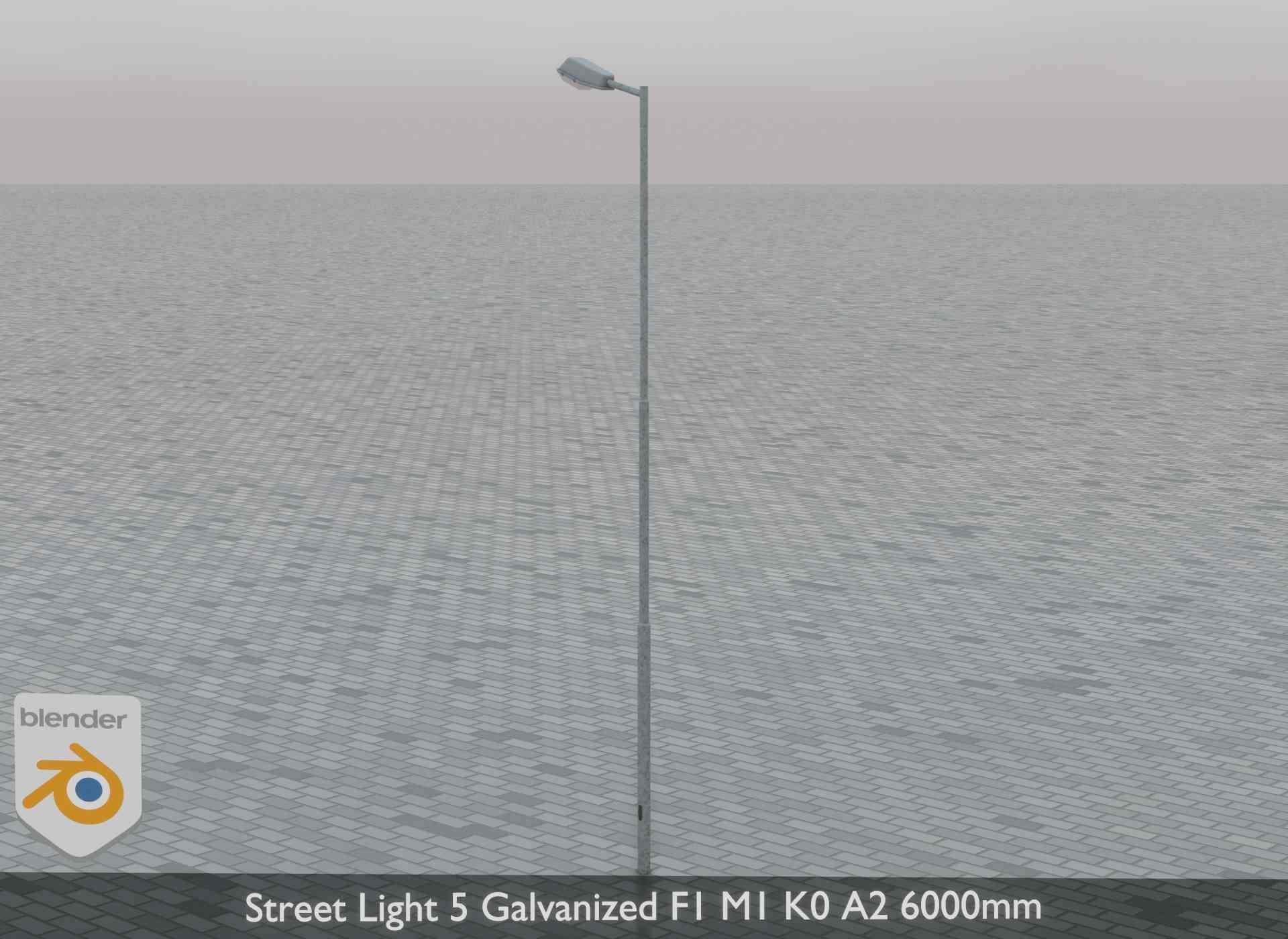 Street Light 5 Galvanized F1 M1 K0 A2 6000mm Low-poly 3D model_3