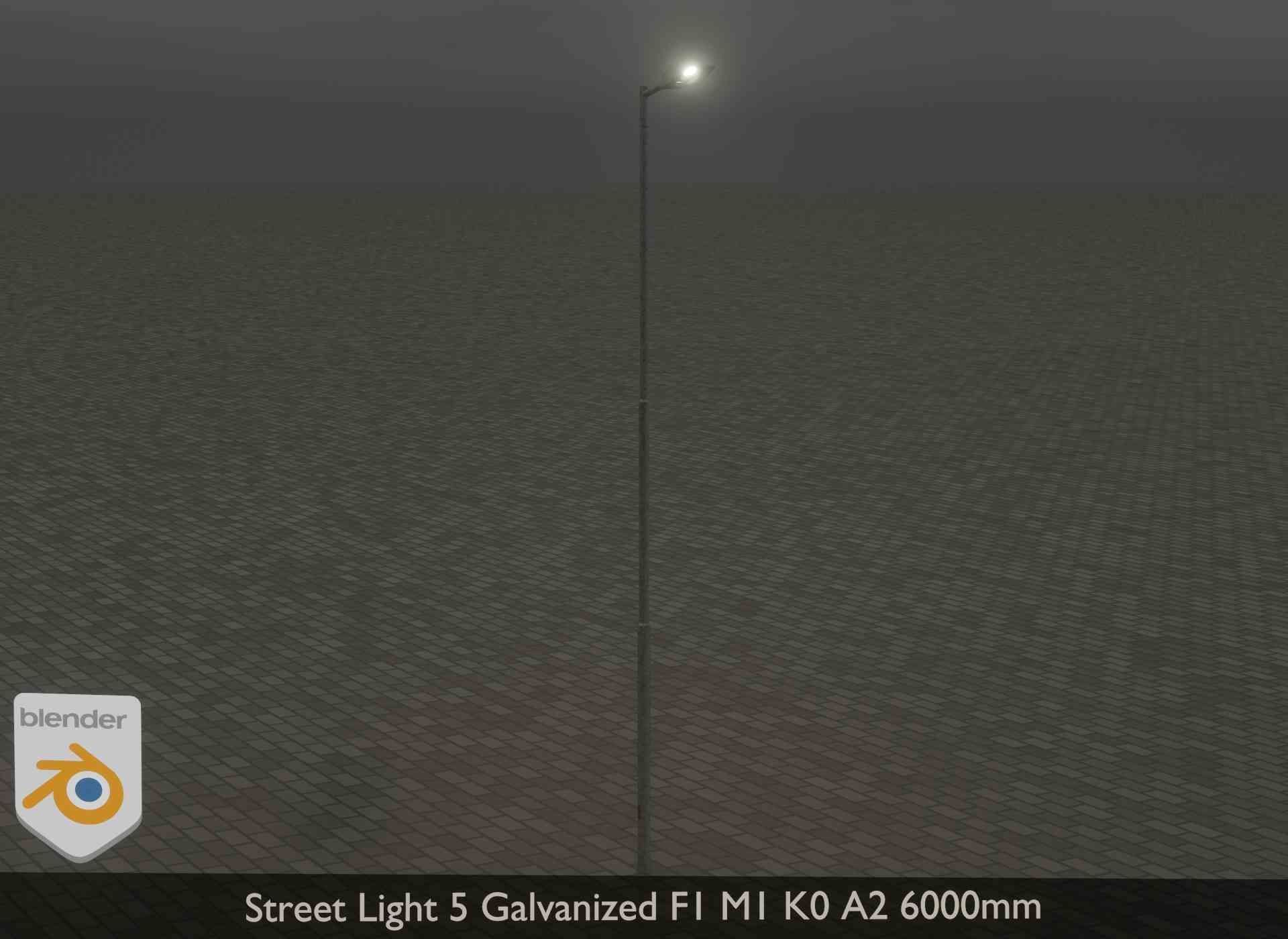 Street Light 5 Galvanized F1 M1 K0 A2 6000mm Low-poly 3D model_17
