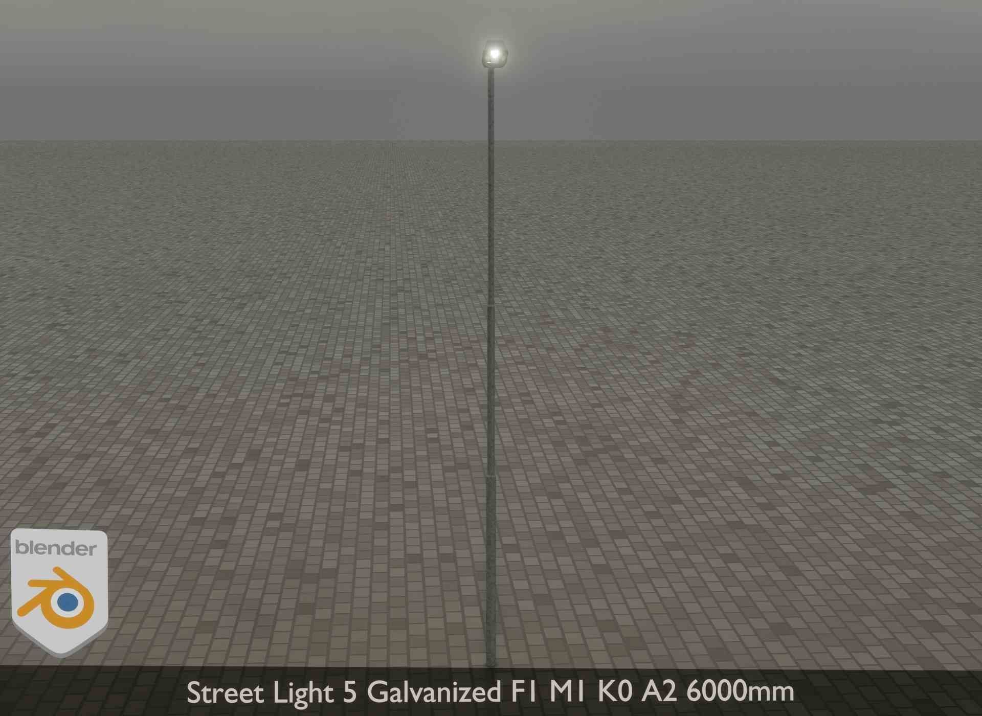Street Light 5 Galvanized F1 M1 K0 A2 6000mm Low-poly 3D model_19
