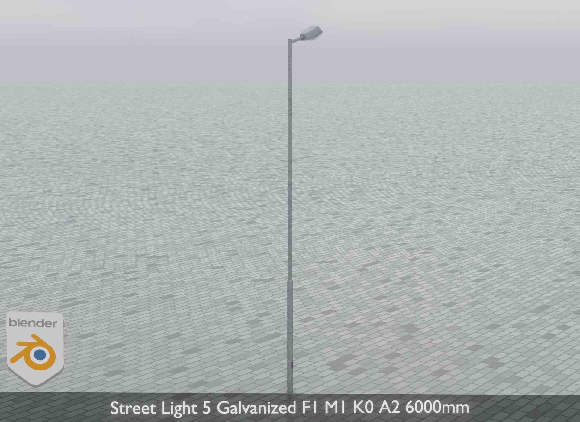 Street Light 5 Galvanized F1 M1 K0 A2 6000mm Low-poly 3D model_9